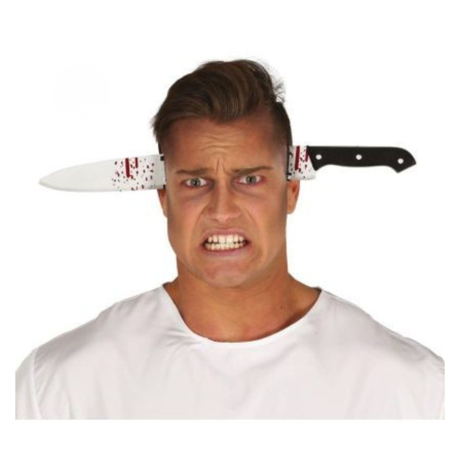 Diadema con cuchillo ensangrentado accesorio para disfraz de terror Halloween