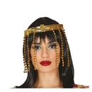 diadema egipcia dorada con cadenas colgantes complemento para look Cleopatra o temática egipcia