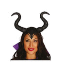 diadema de hada malvada con cuernos negros complemento para look oscuro en Halloween o fiestas temáticas