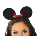 diadema de ratoncita con lazo rojo y topos blancos complemento para look cartoon o personajes animados