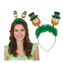 diadema St Patrick con cabezas decorativas complemento para look irlandés en fiestas de San Patricio o temáticas