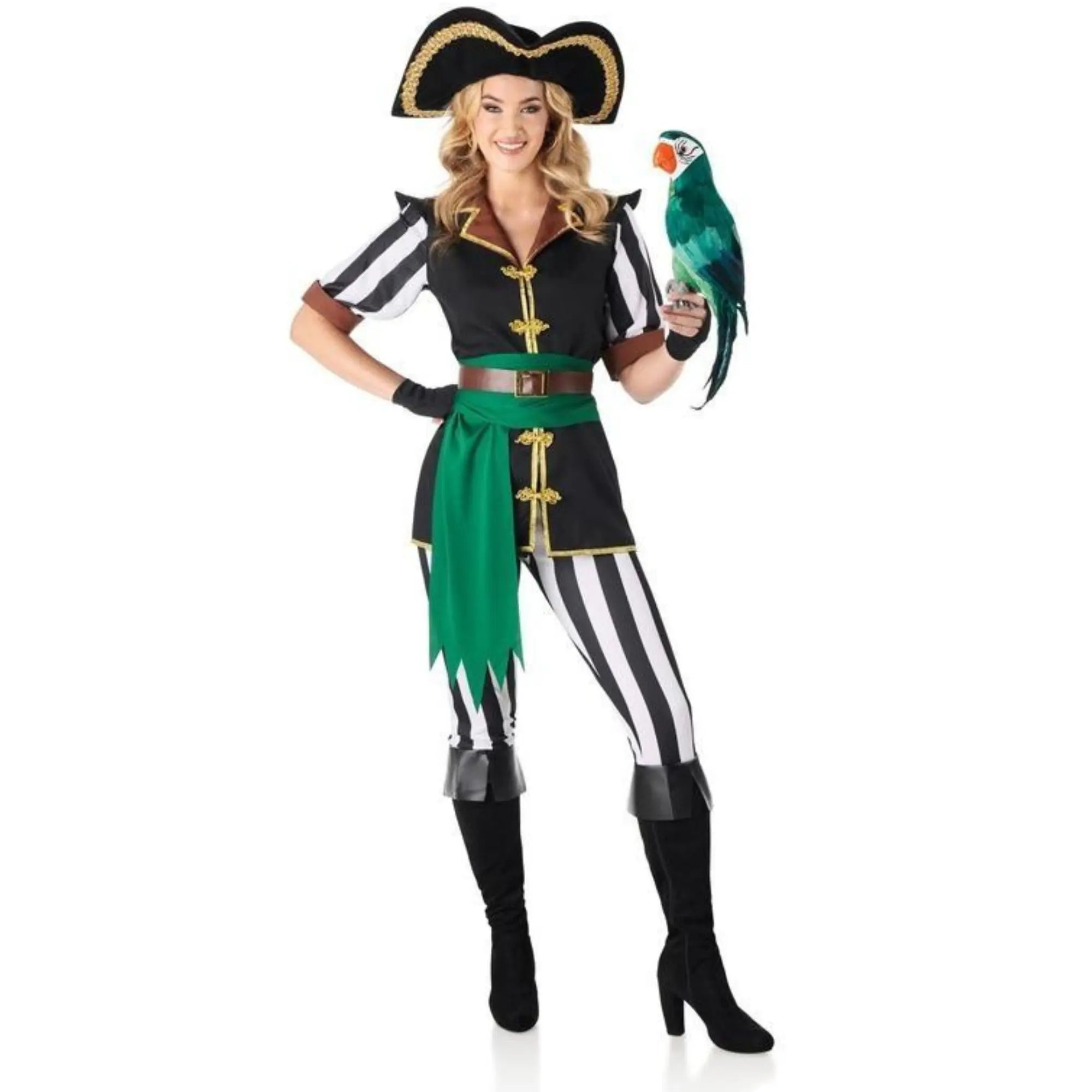Disfraz pirata mujer con camisa pantalón faja cinturón pañuelo y accesorios completo para Carnaval y fiestas