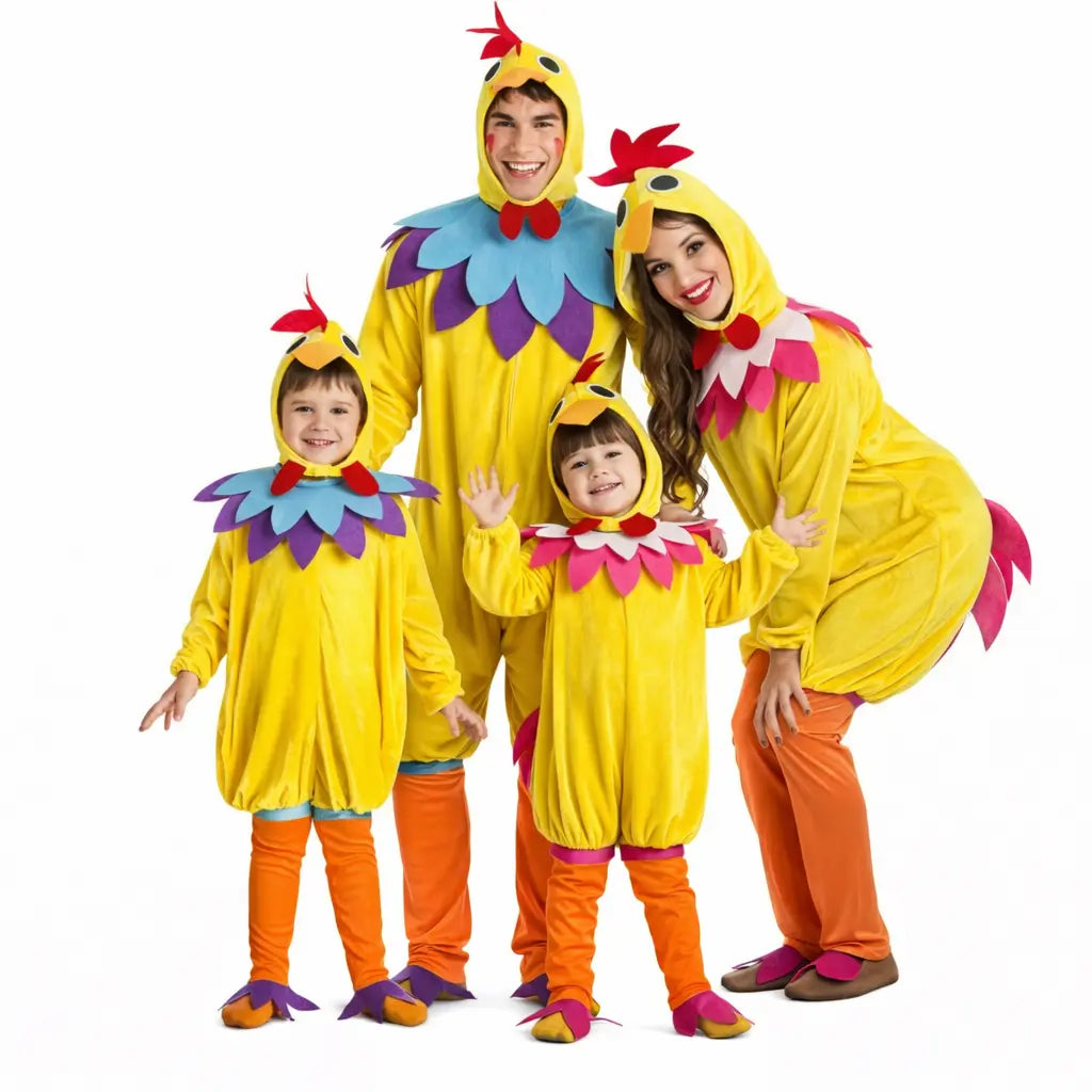 Disfraces de gallo para grupo coloridos y divertidos para Carnaval