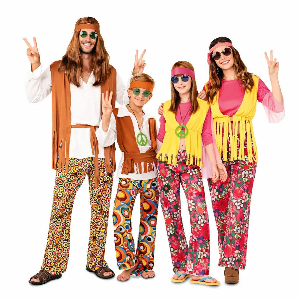 Grupo hippies divertidos para fiesta de Carnaval