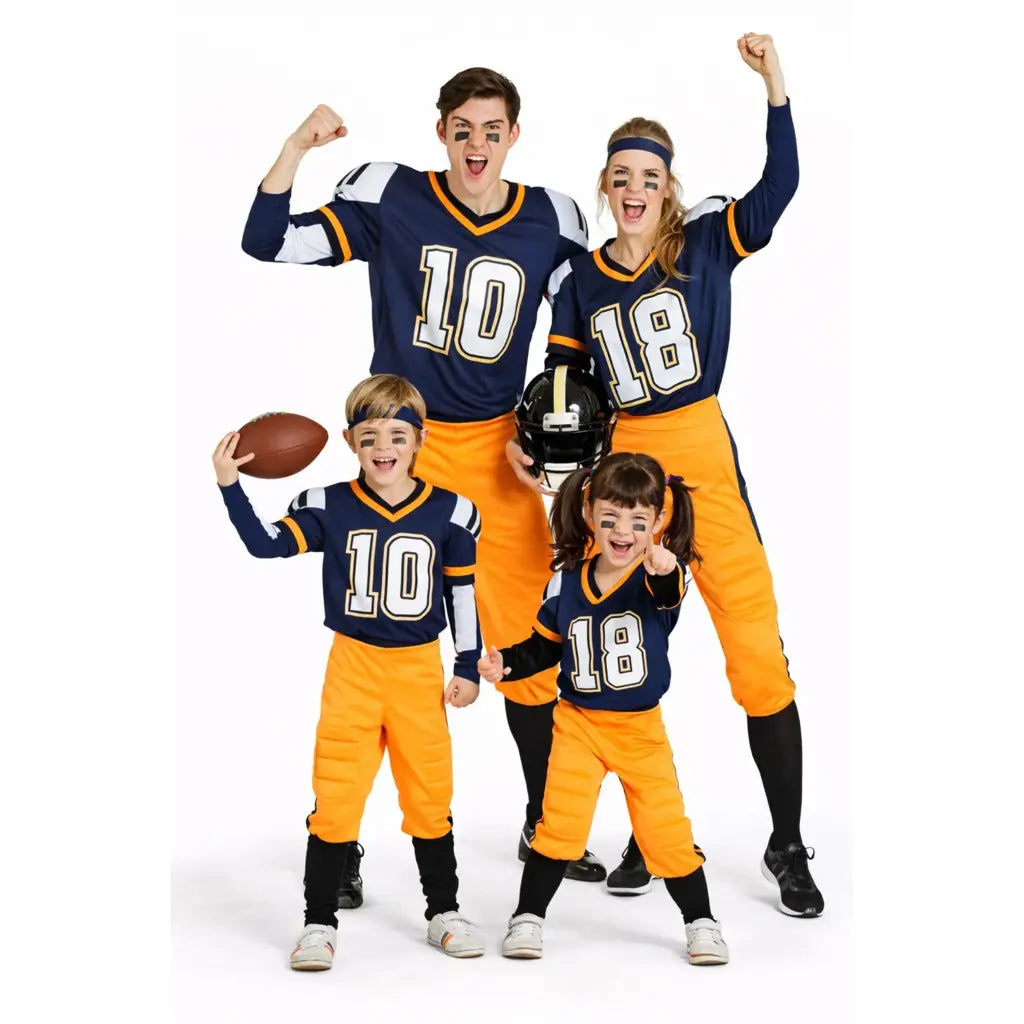 Disfraces de fútbol americano para grupos con camisetas y hombreras deportivas