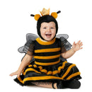 Disfraz de abeja para bebé con corona, alas y vestido negro y amarillo