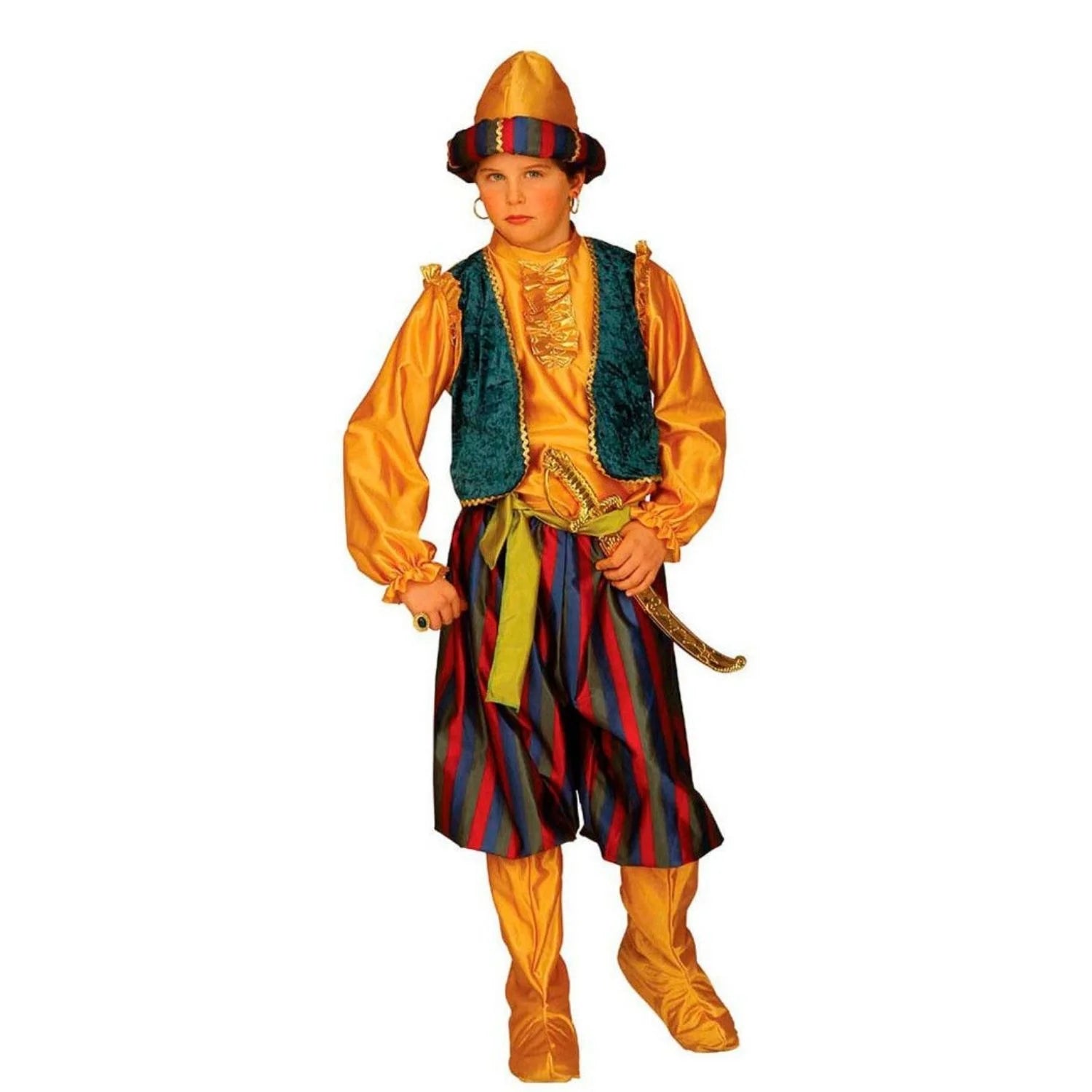 Disfraz Alí infantil con camisa chaleco pantalón cinturón y sombrero