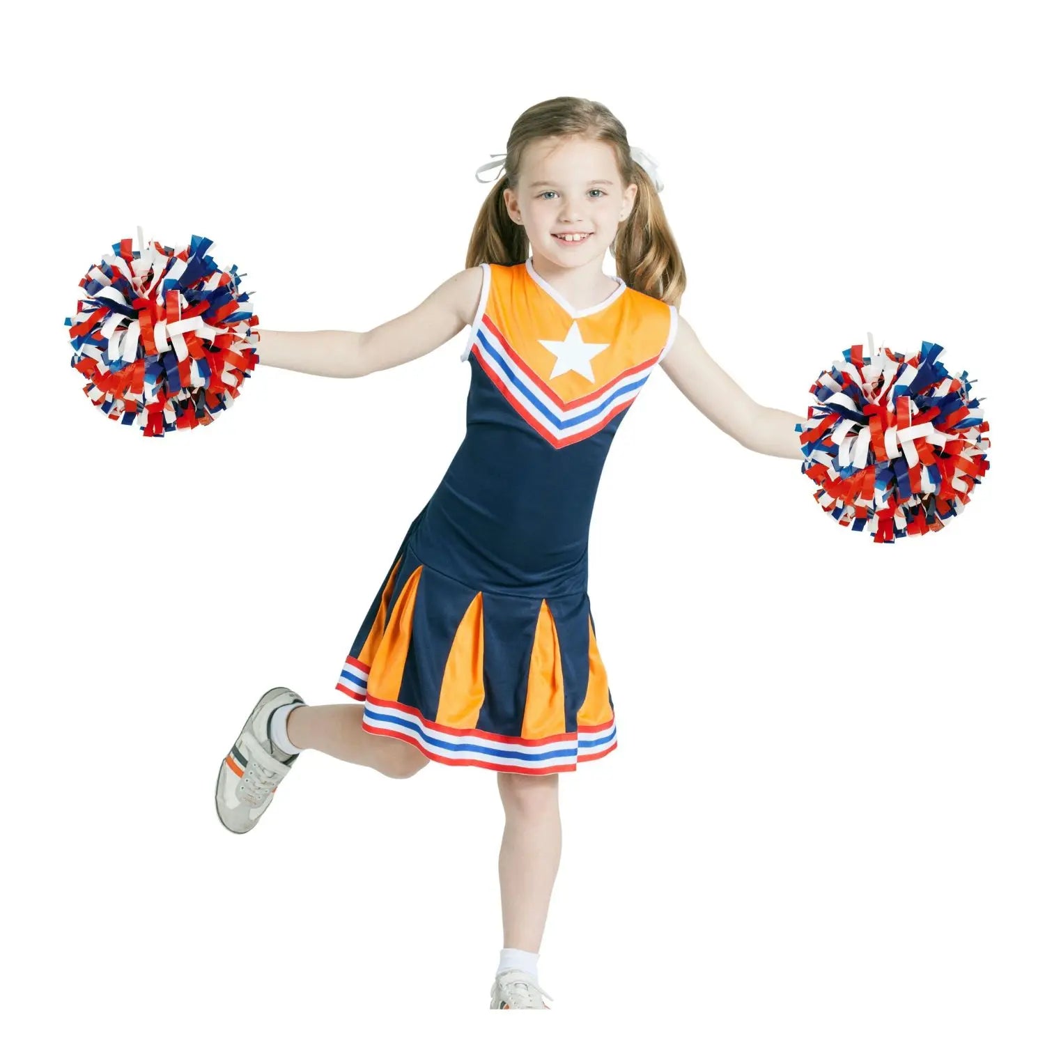 Disfraz de animadora infantil con vestido cheerleader para niña