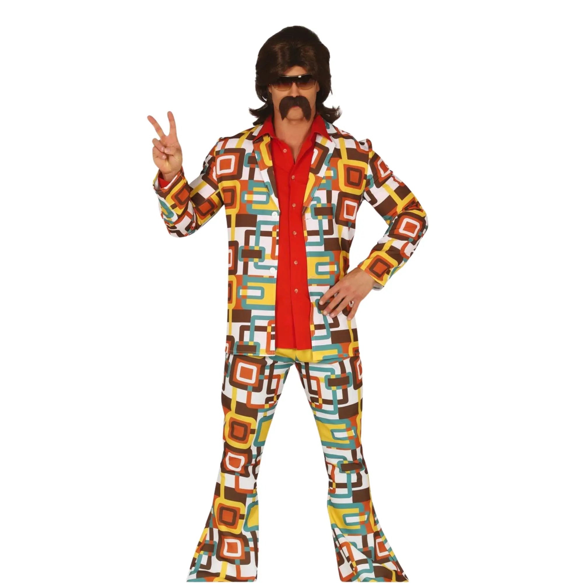 Disfraz de disco hombre años 70 con chaqueta y pantalón estilo retro