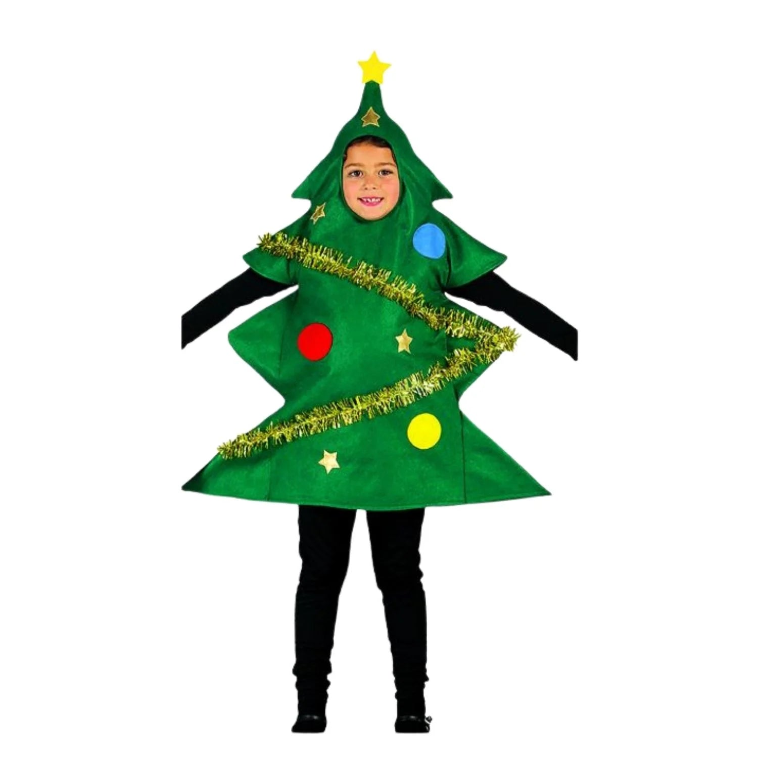 Disfraz de árbol de Navidad infantil verde para funciones escolares y eventos