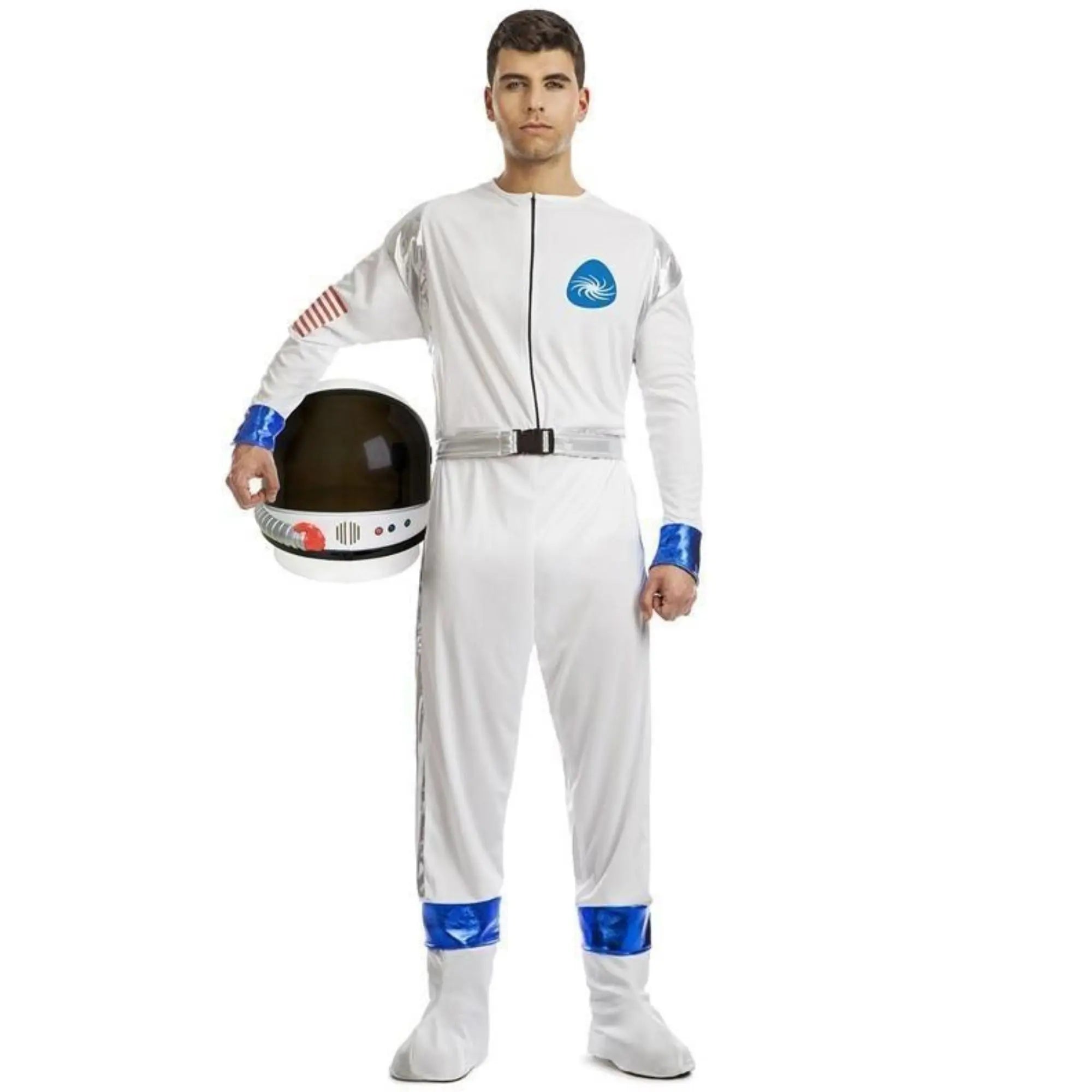 Disfraz de astronauta para hombre con mono, cinturón y cubrebotas