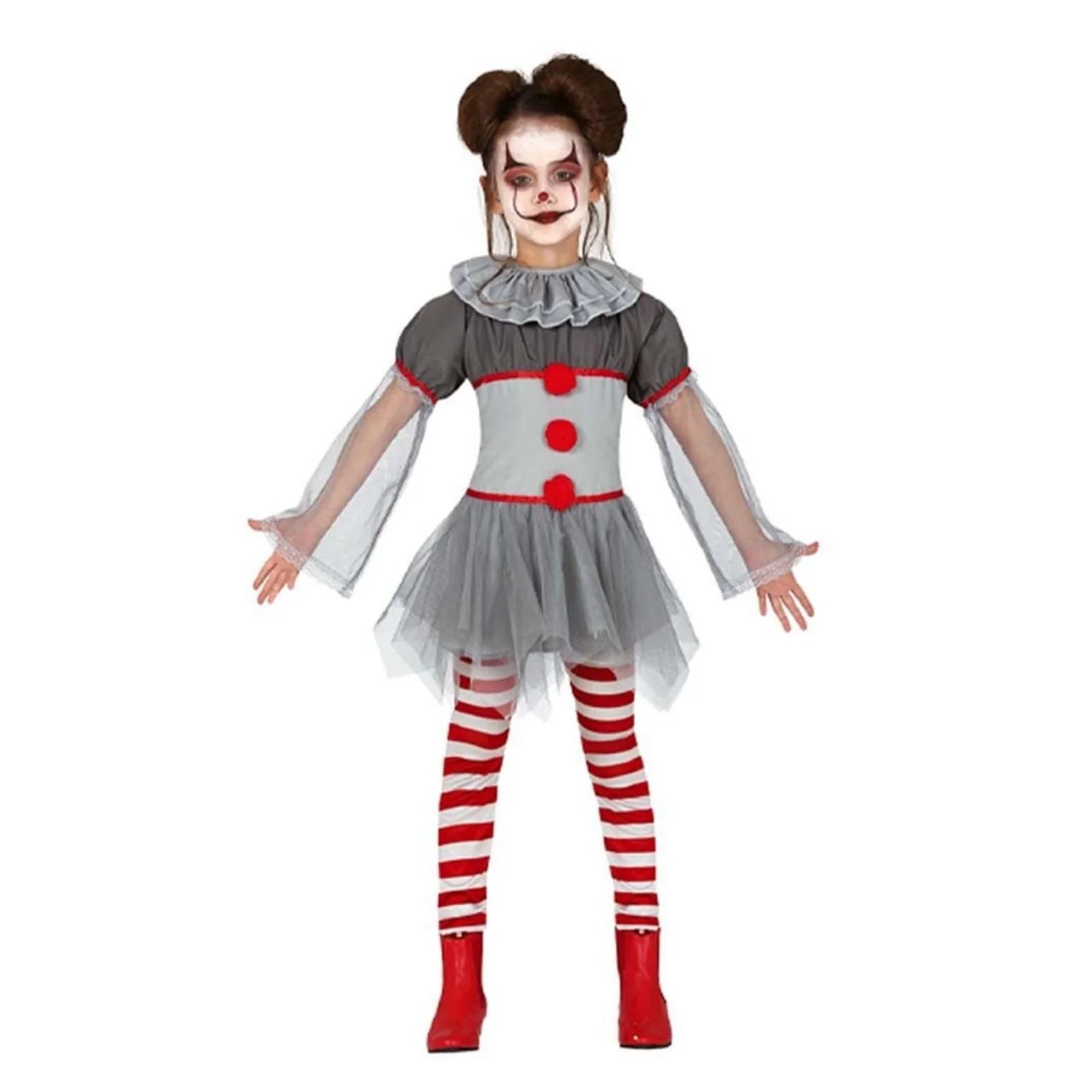 Disfraz Bad Clown niña con vestido y mallas para Halloween