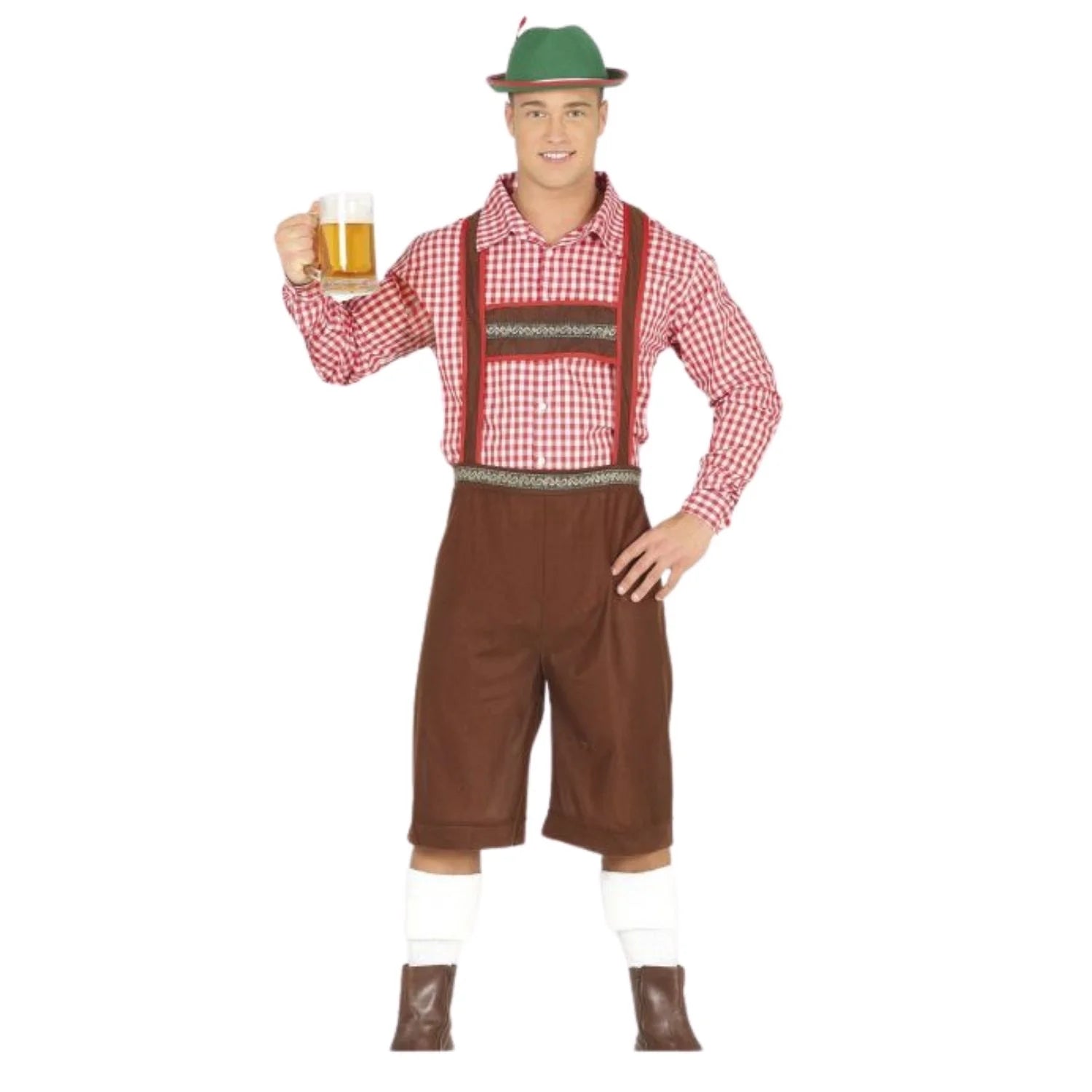 Disfraz de bávaro con camisa y tirantes para Oktoberfest