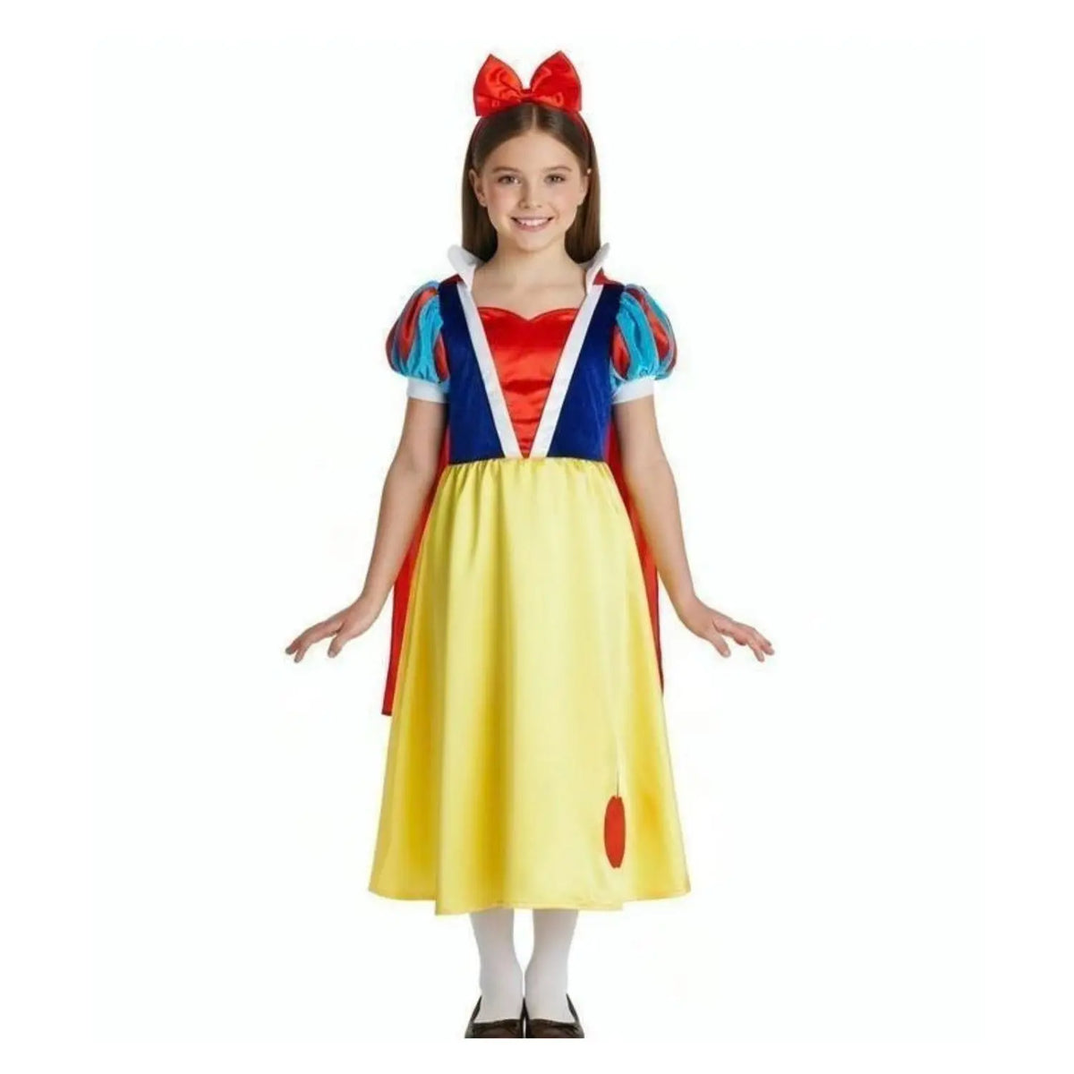 Disfraz de Blancanieves Manzana infantil con vestido, capa roja y diadema