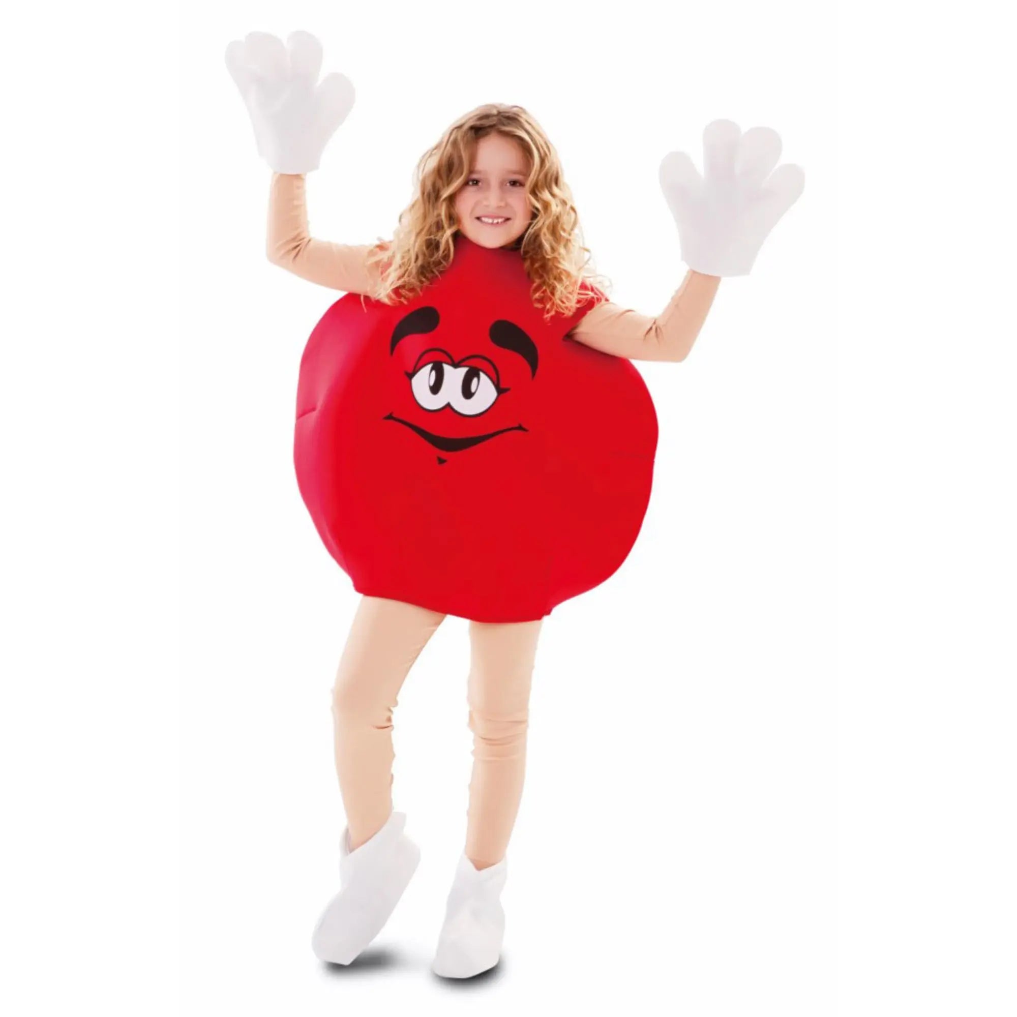 Disfraz infantil de caramelo rojo con traje, manoplas y cubrezapatos para Carnaval