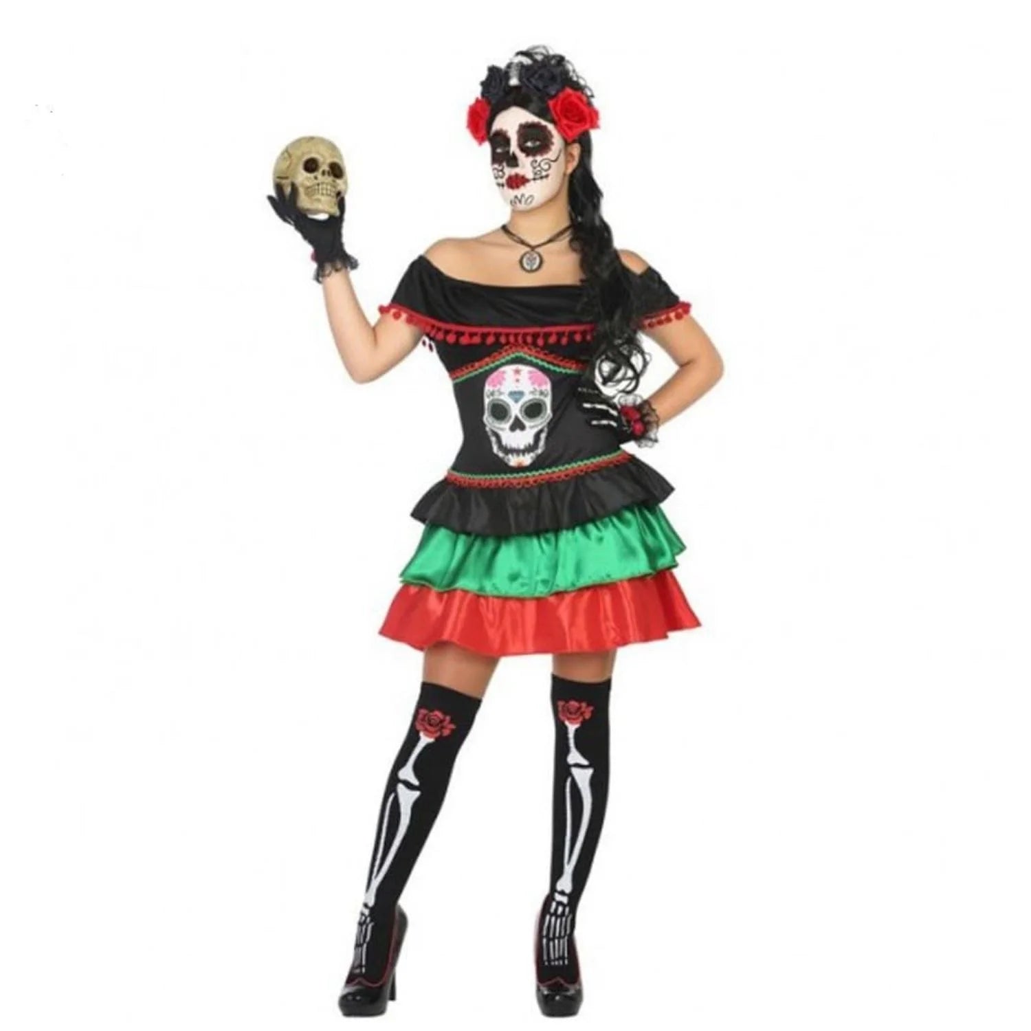 Disfraz Catrina mexicana para Mujer con vestido elegante de Halloween