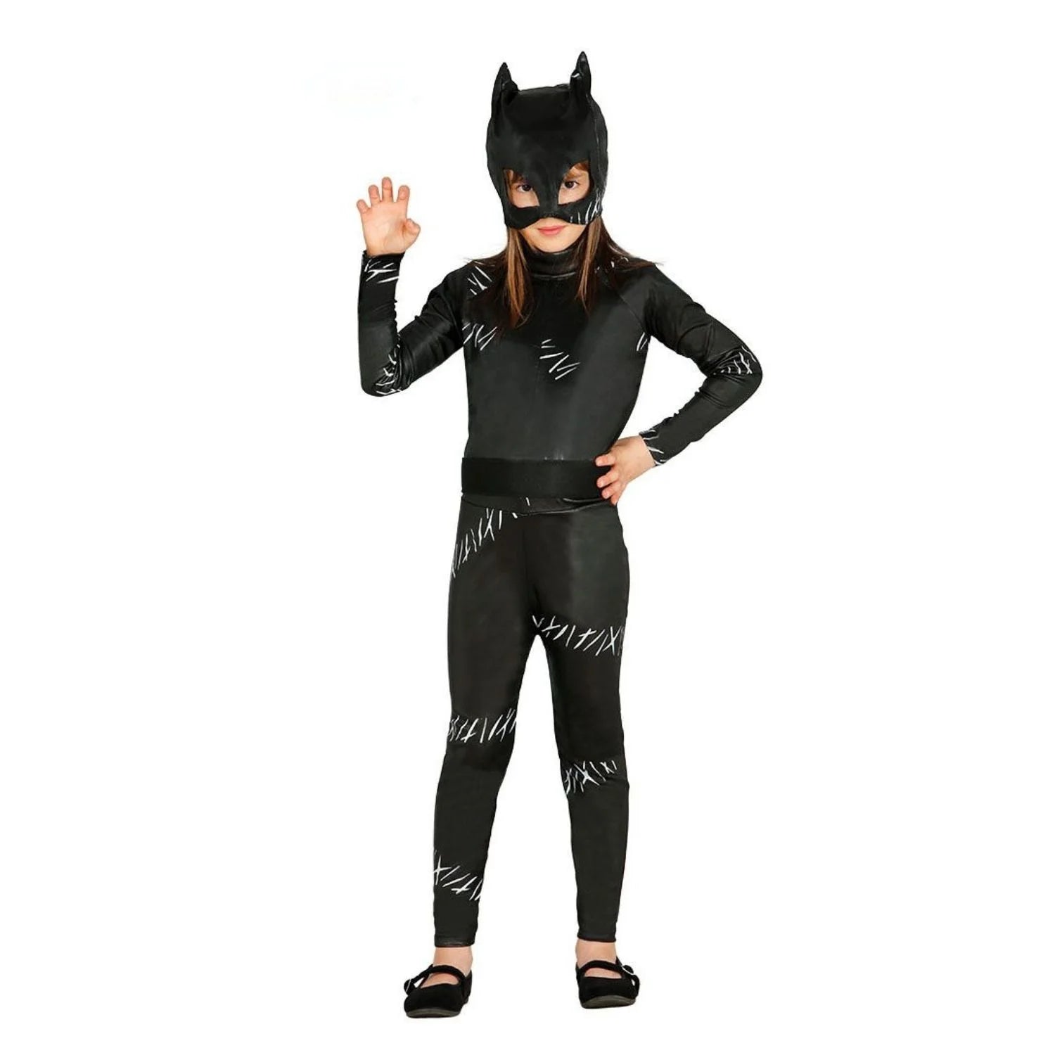 Disfraz Catwoman para niña con mono negro y máscara