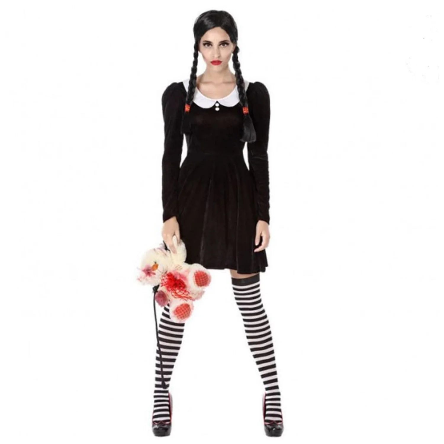 Disfraz Chica Familia Addams para Mujer con vestido gótico