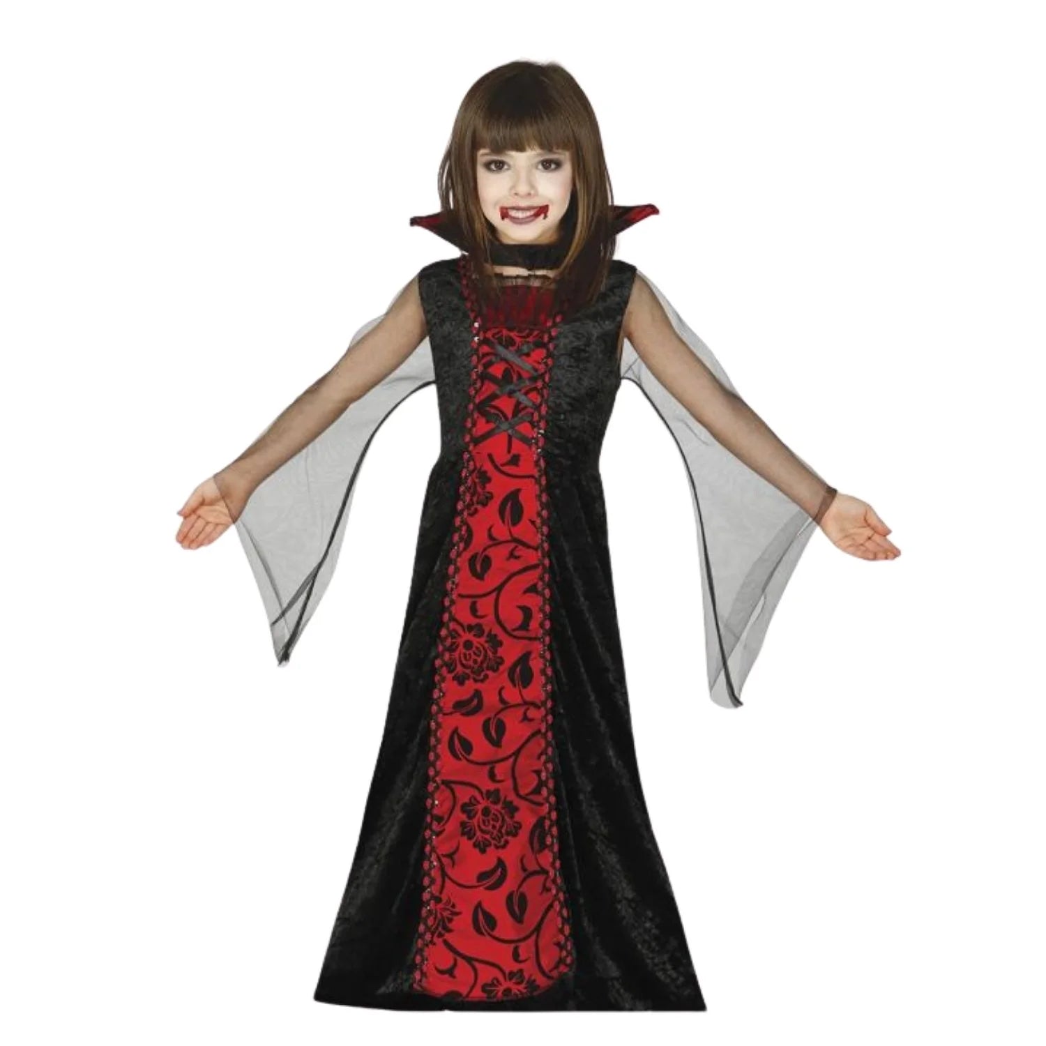 Disfraz condesa vampira infantil con vestido elegante para Halloween