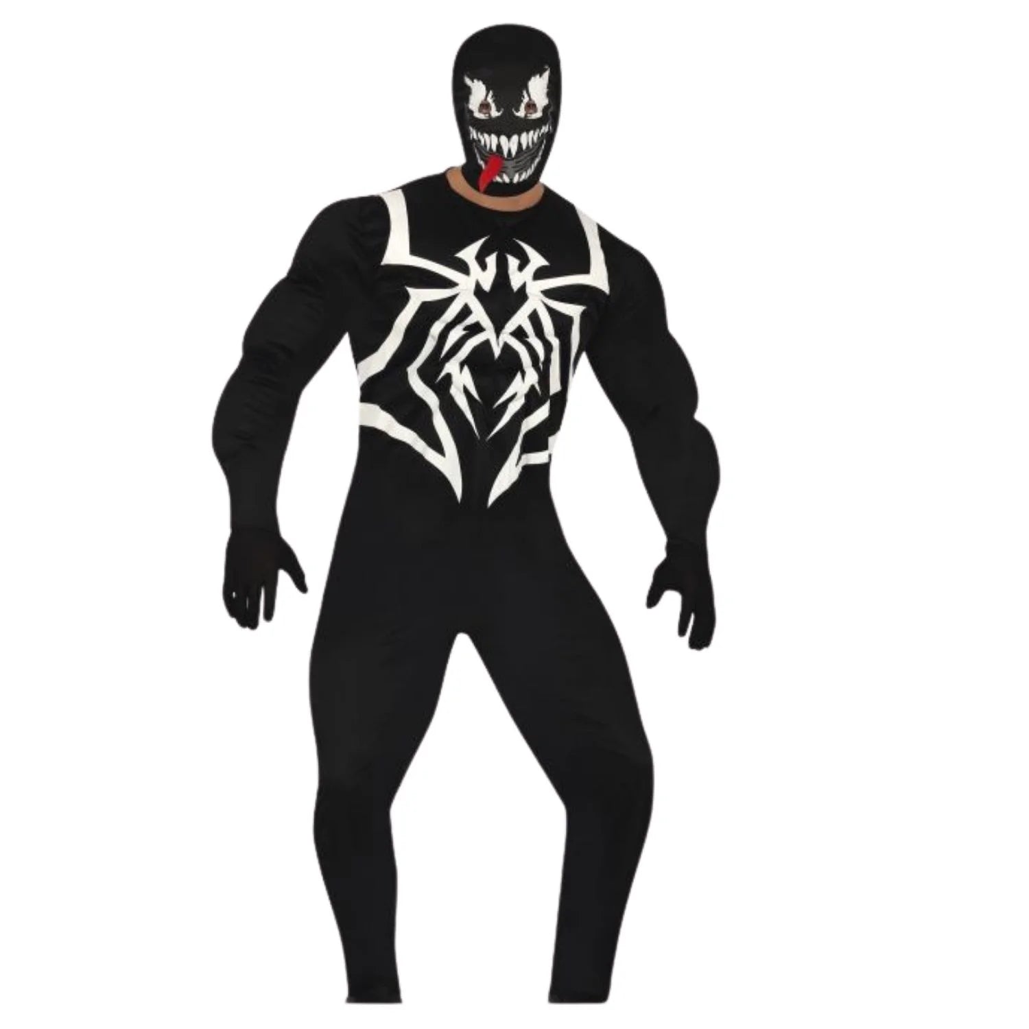 Disfraz Creepy Hero adulto con mono negro y capucha terrorífica