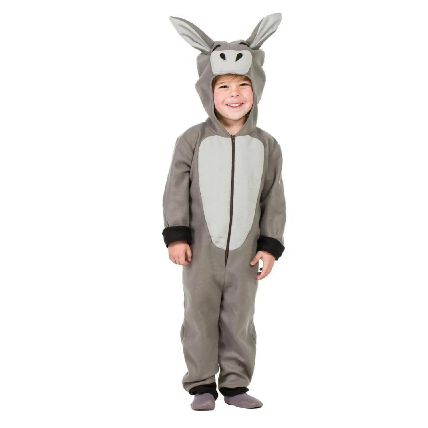 Disfraz de burro infantil con mono gris y capucha con orejas