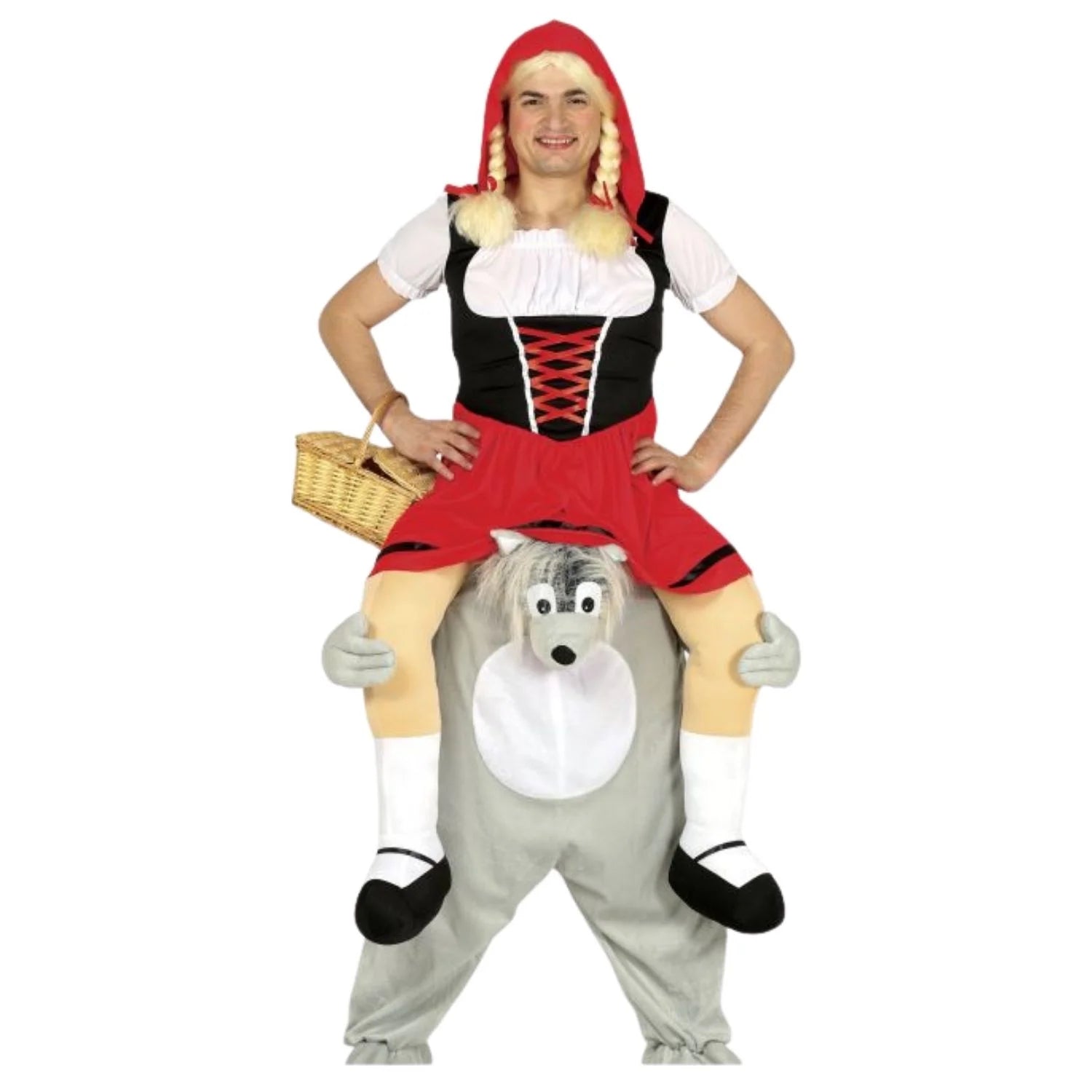 Disfraz de lobo con Caperucita a hombros para adulto