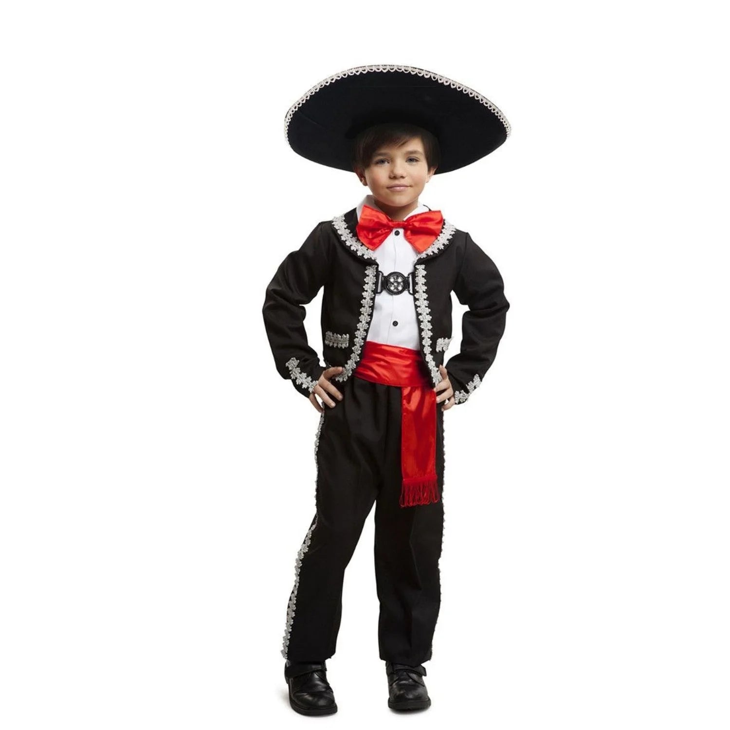 Disfraz de mariachi infantil con chaqueta, fajín, pantalones y pajarita