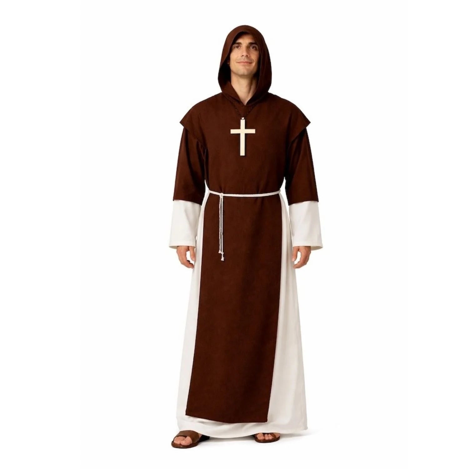 Disfraz de Monje Fraile Medieval adulto con túnica y cordón
