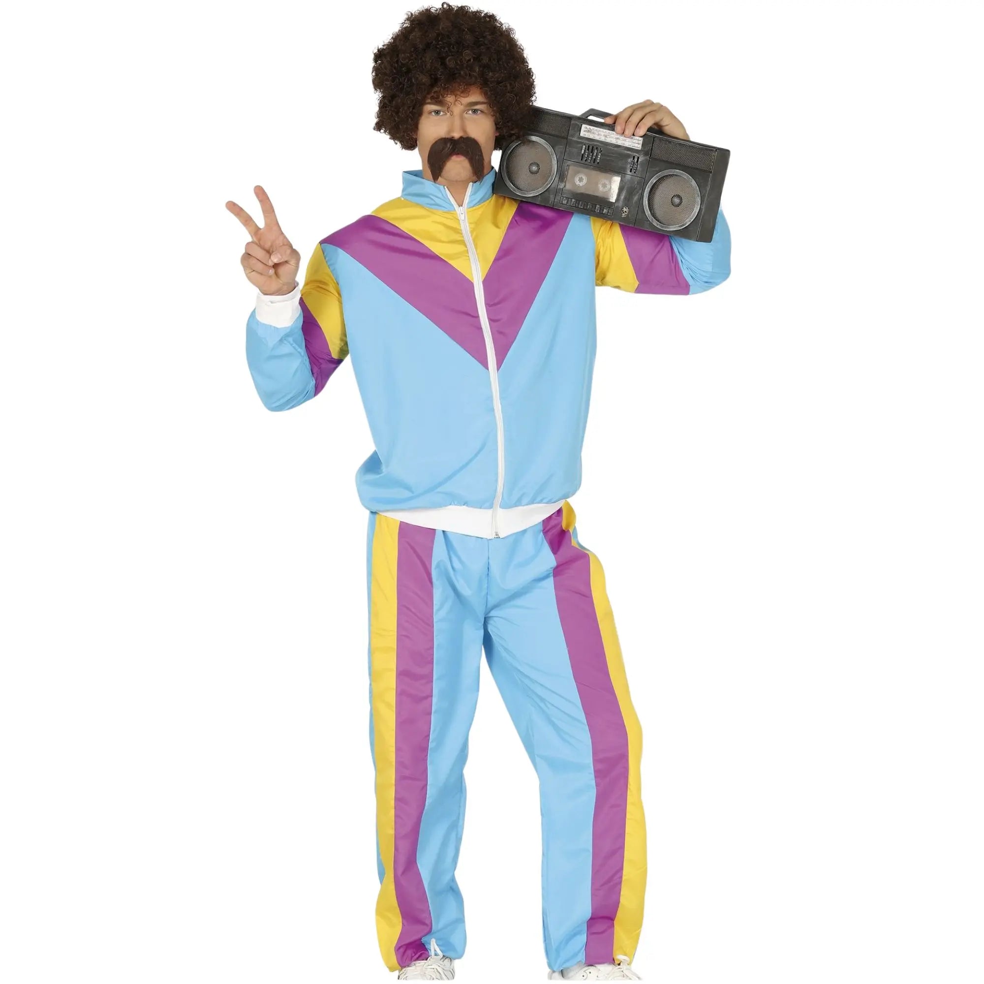 Disfraz de gimnasta retro para hombre con chaqueta y pantalón estilo deportivo vintage ideal para Carnaval