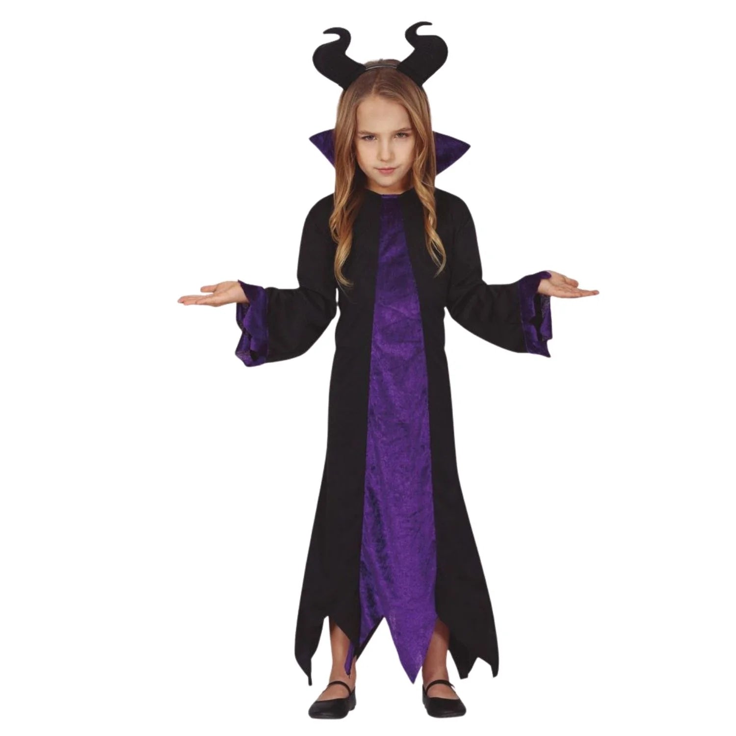 Disfraz devil fairy infantil niña con vestido y diadema