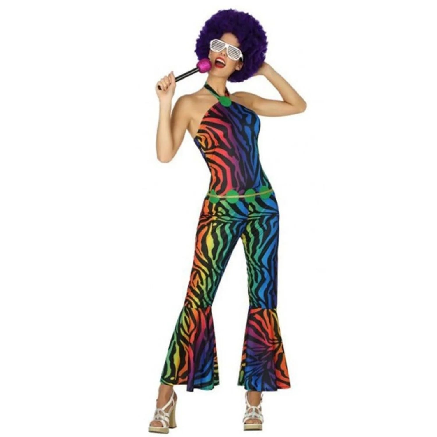 Disfraz disco mujer con camiseta y pantalón retro