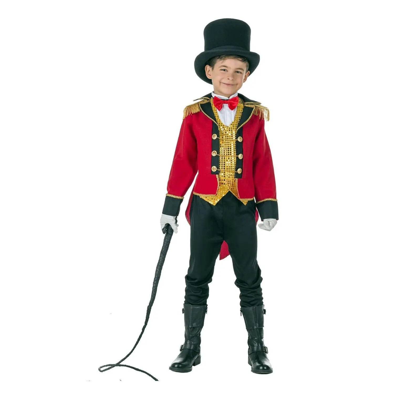 Disfraz de domador de circo para niño con chaqué, chaleco y pantalón