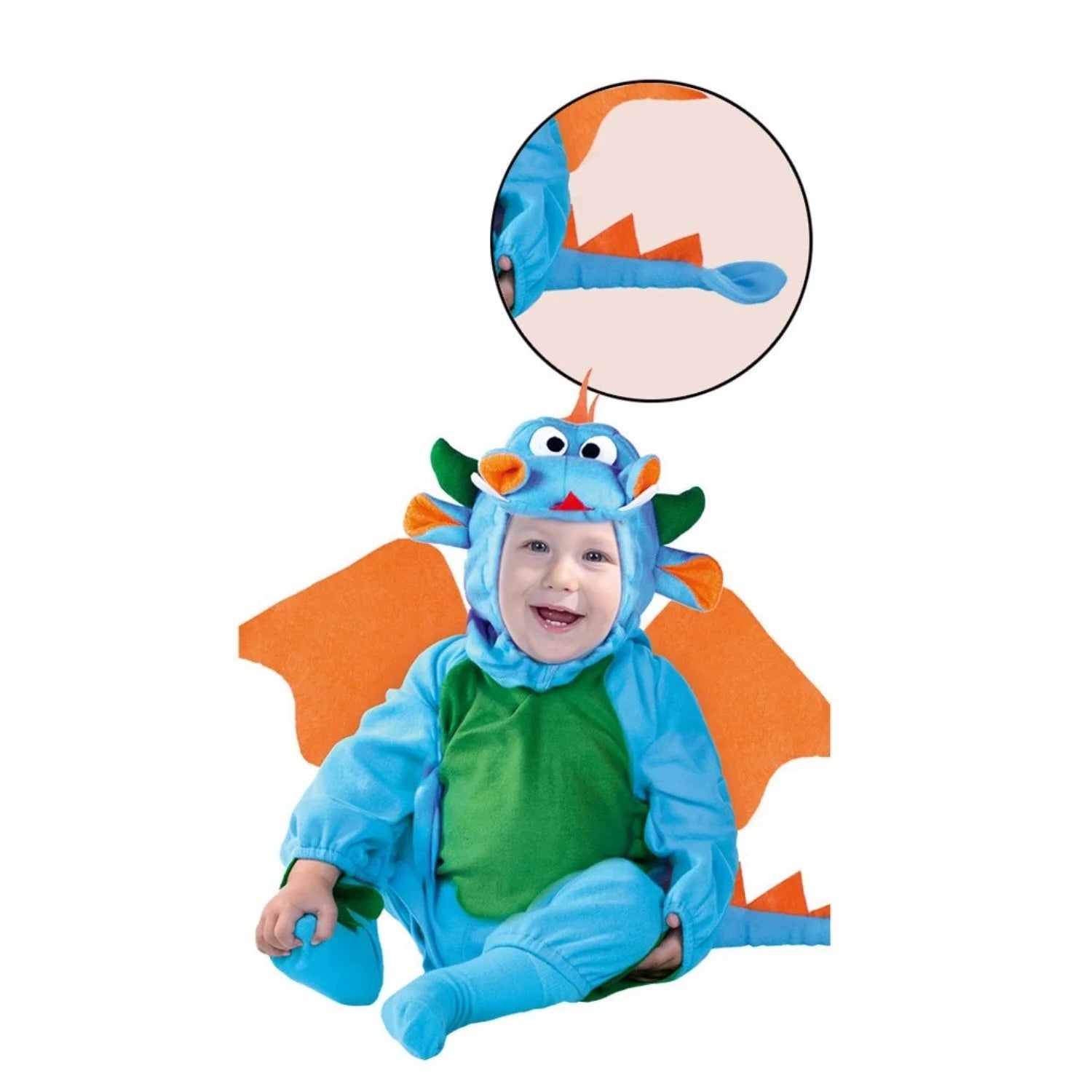 Disfraz dragoncito bebé con alas capucha cola y mono