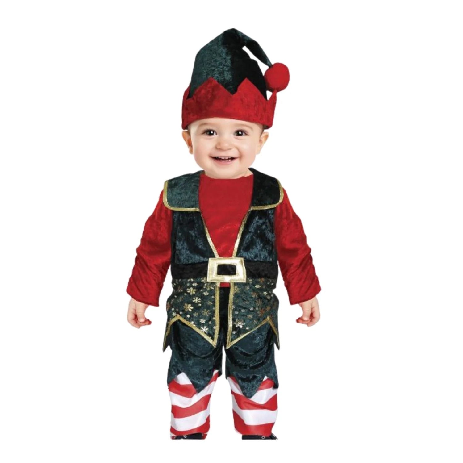 Disfraz de elfo bebé niño con chaleco, gorro y pantalón para Navidad