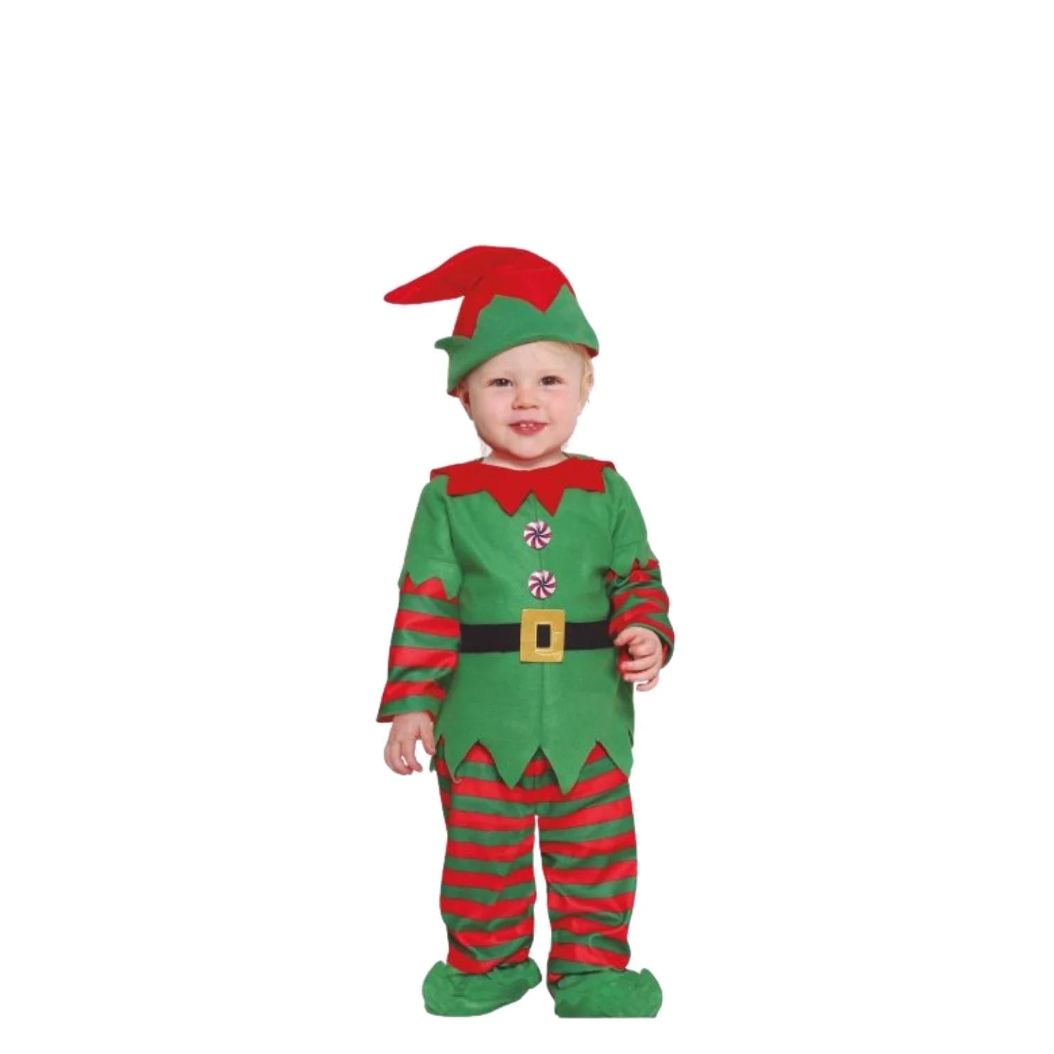Disfraz de elfo para bebé con gorro, camisa y pantalón navideño