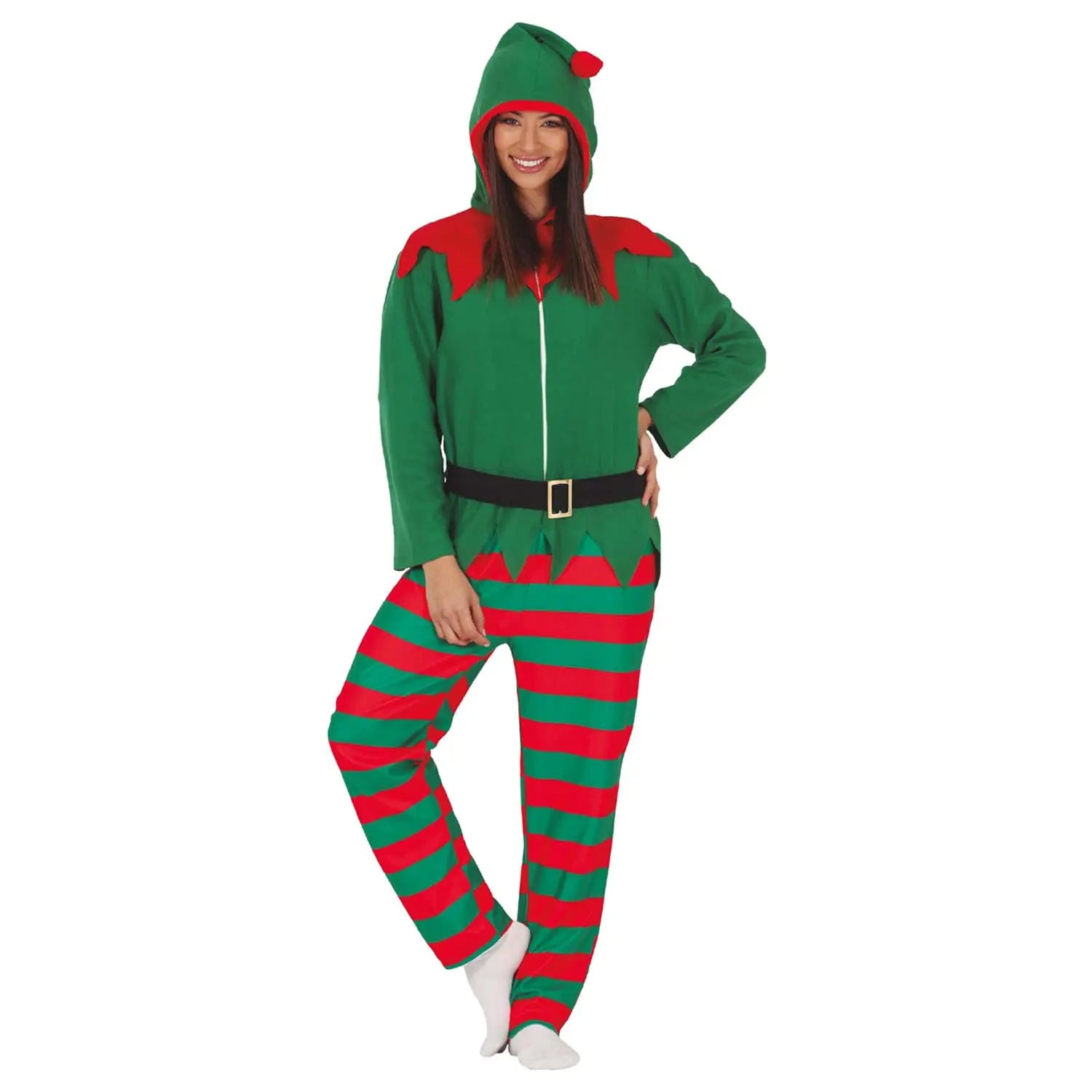 Disfraz elfo pijama adulto para Navidad y fiestas navideñas