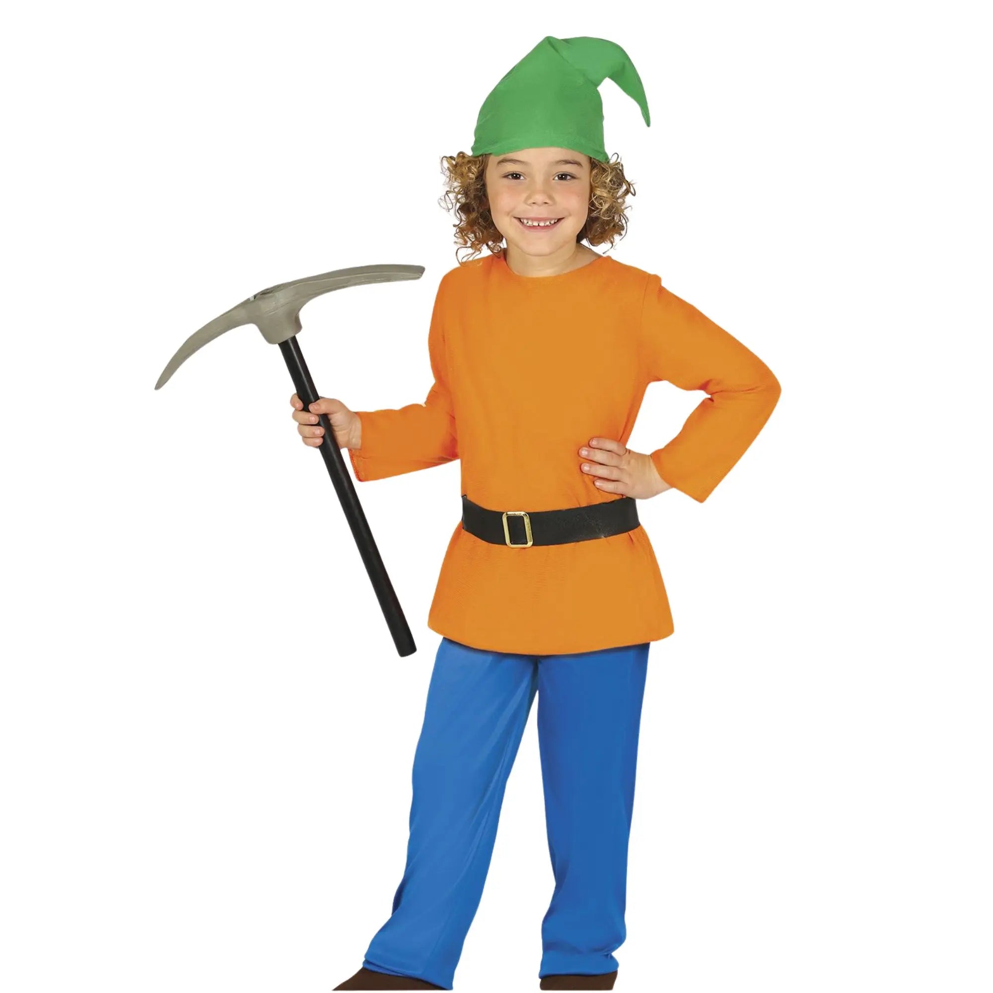 Disfraz de enanito del bosque infantil con gorro, casaca, pantalón y cinturón para Carnaval