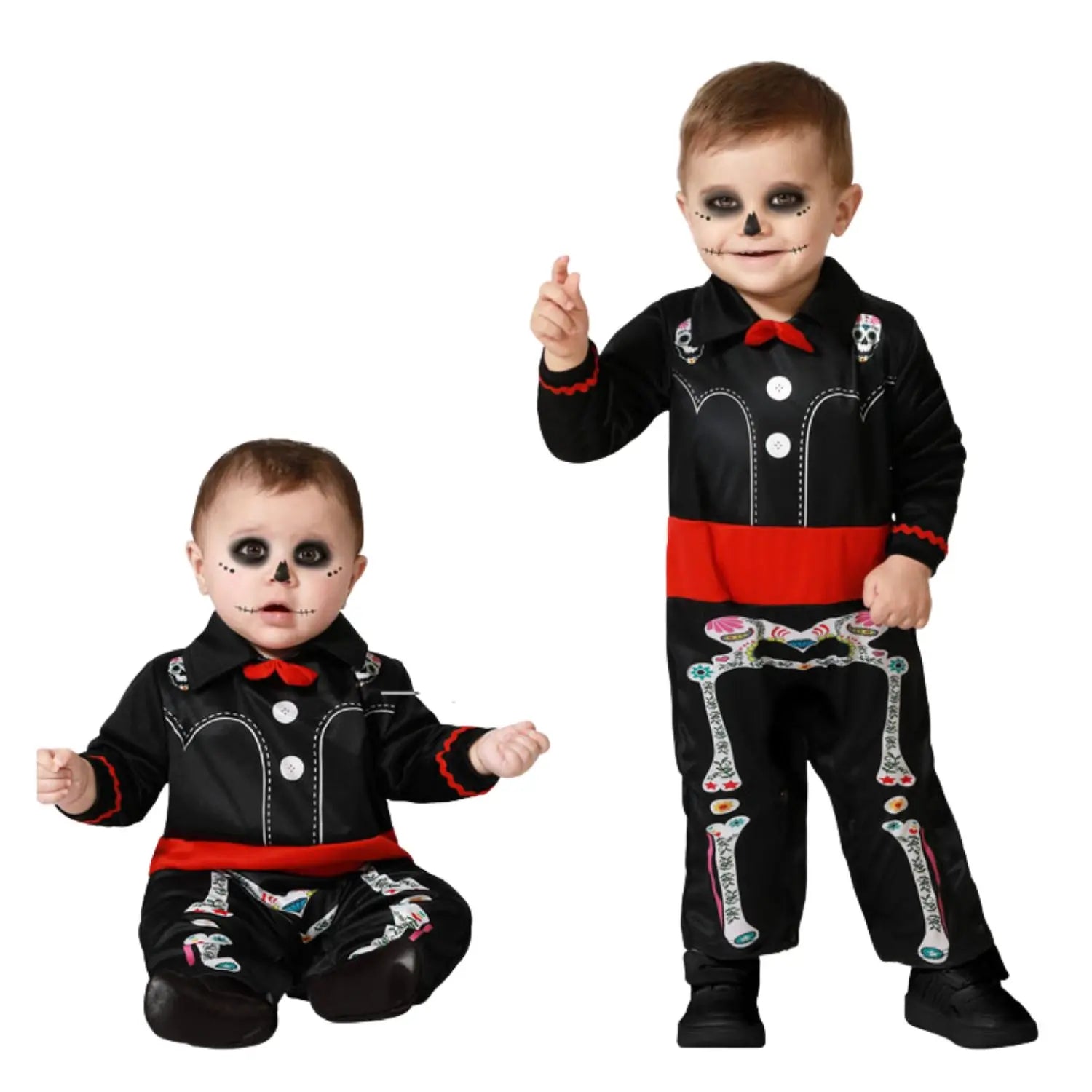 Disfraz esqueleto mejicano bebé con mono para Halloween