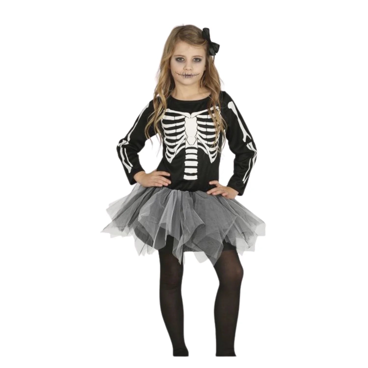 Disfraz esqueleto para niña con vestido de Halloween