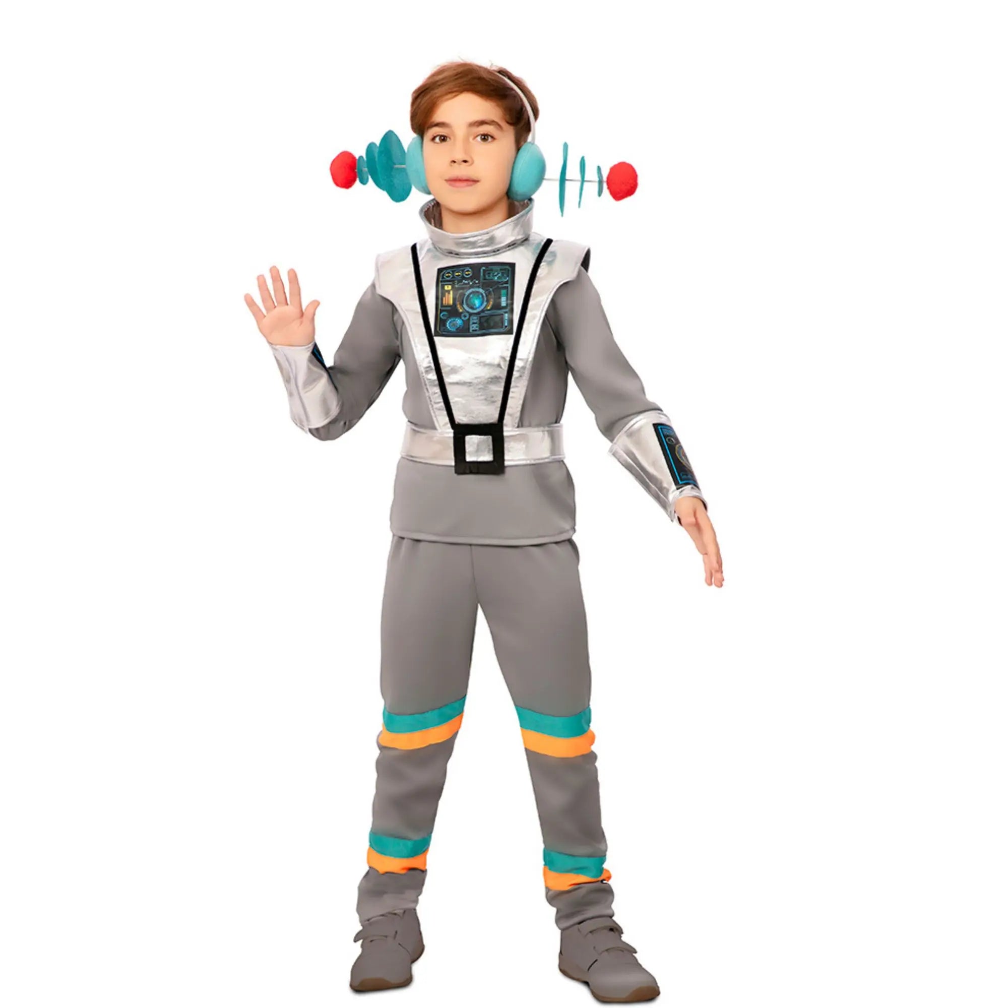 Disfraz space boy para niño en color gris metalizado estilo extraterrestre futurista