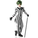 Disfraz de fantasma a rayas blanco y negro para mujer con chaqueta, pantalón y corbata ideal para Halloween