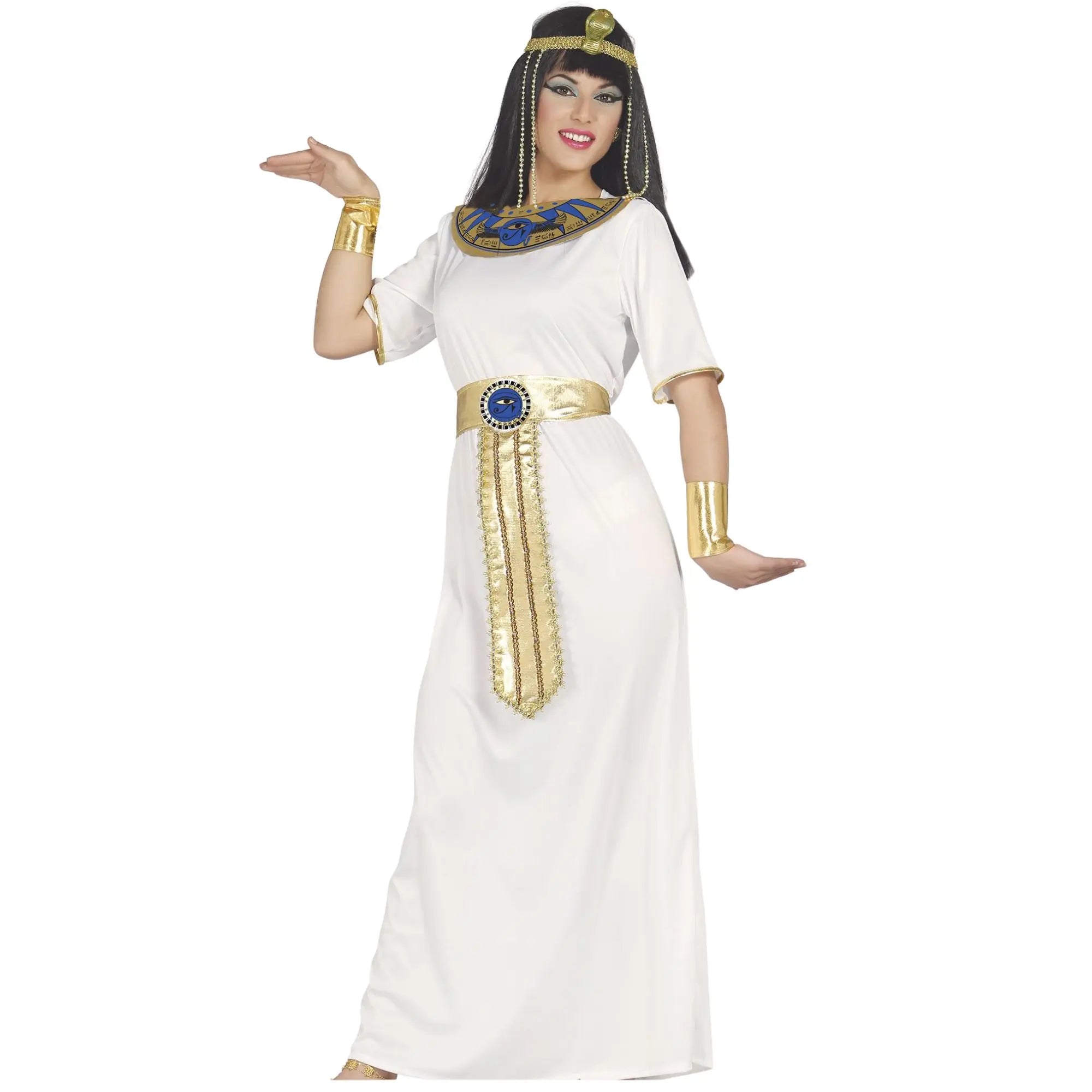 Disfraz de Cleopatra para mujer adulta con vestido elegante y cinturón inspirado en el Antiguo Egipto