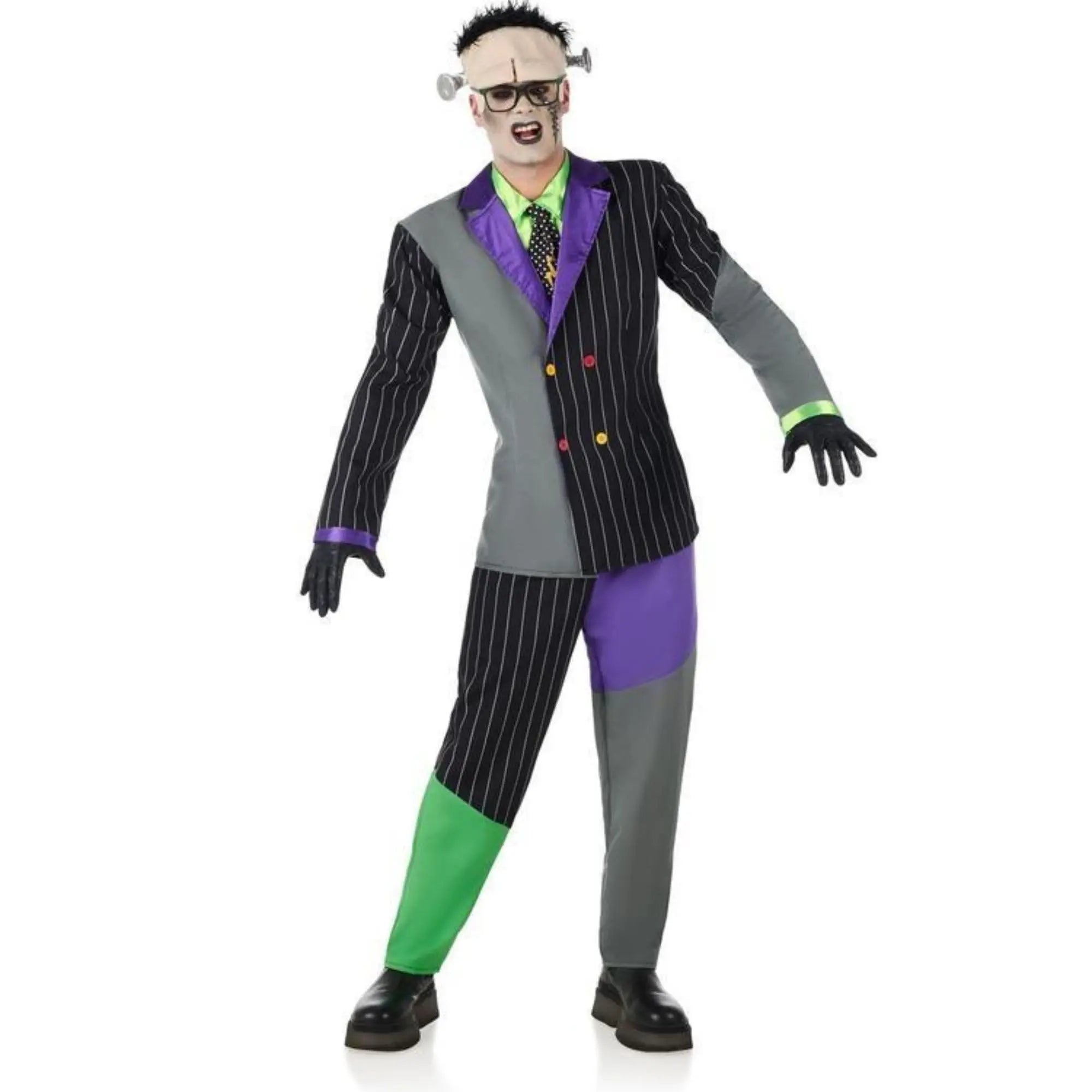 Disfraz de Frankenstein para hombre con chaqueta, pantalón, capucha y maquillaje de monstruo ideal para Halloween