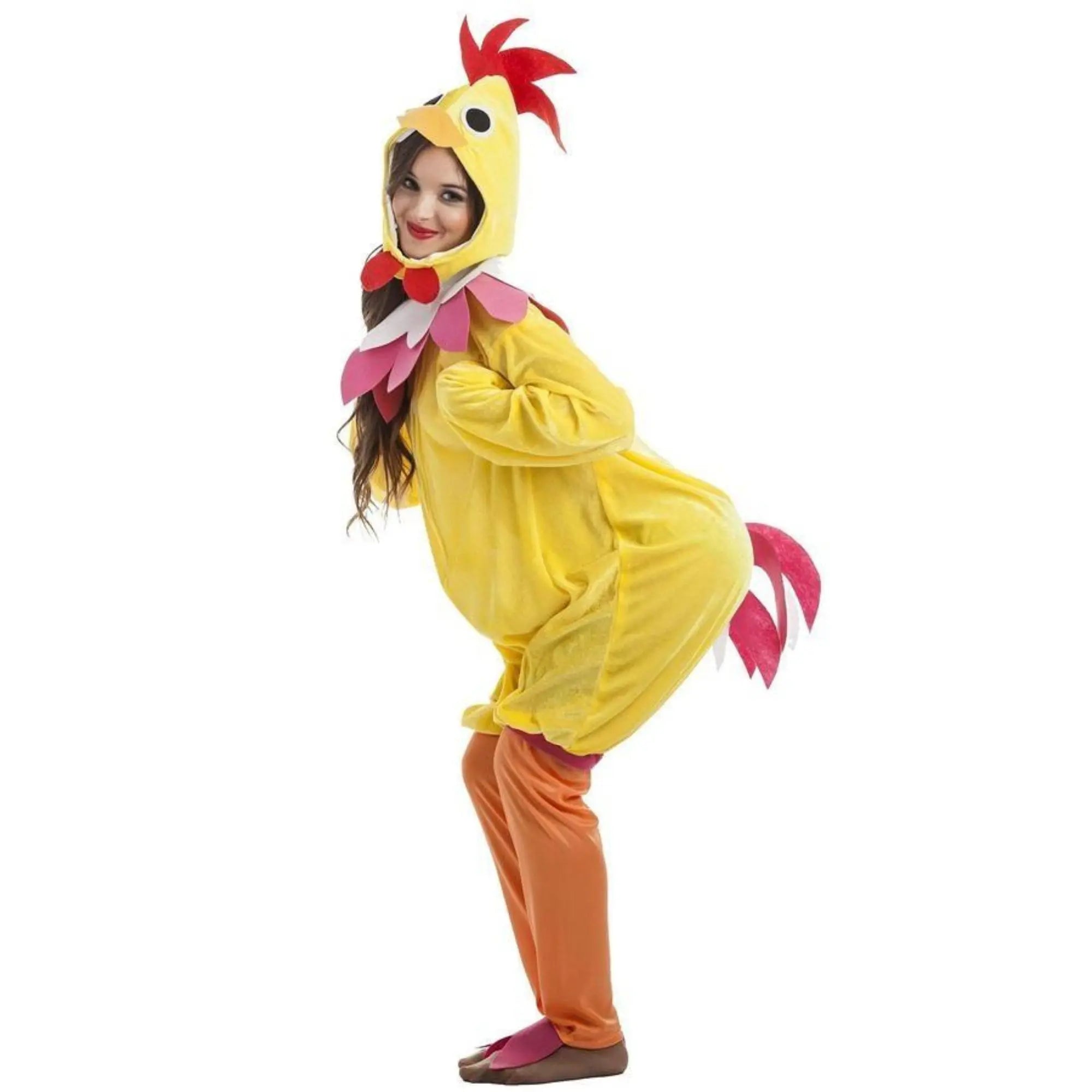 Disfraz de gallina para mujer con mono, cuello y cabeza divertido para Carnaval