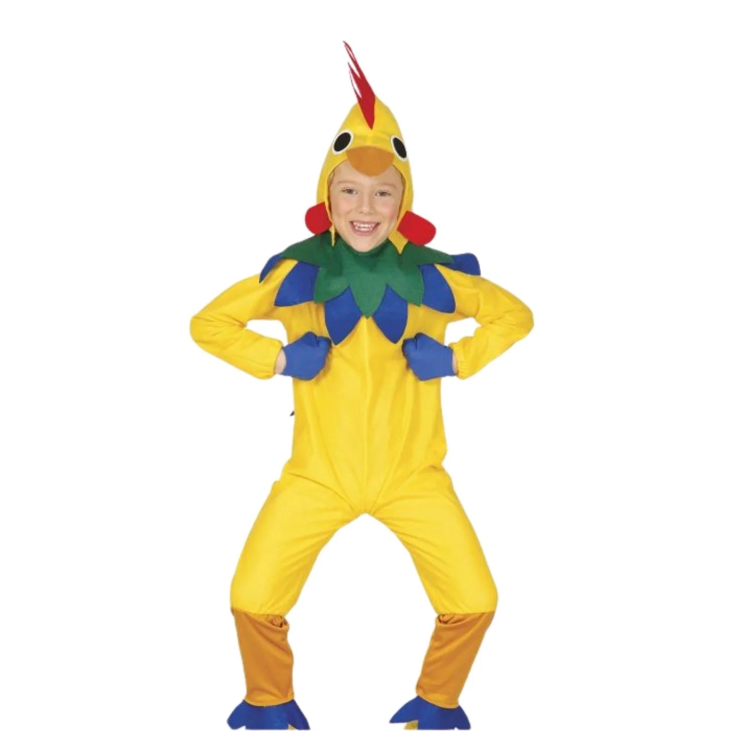 Disfraz de gallo infantil con capucha y mono para Carnaval