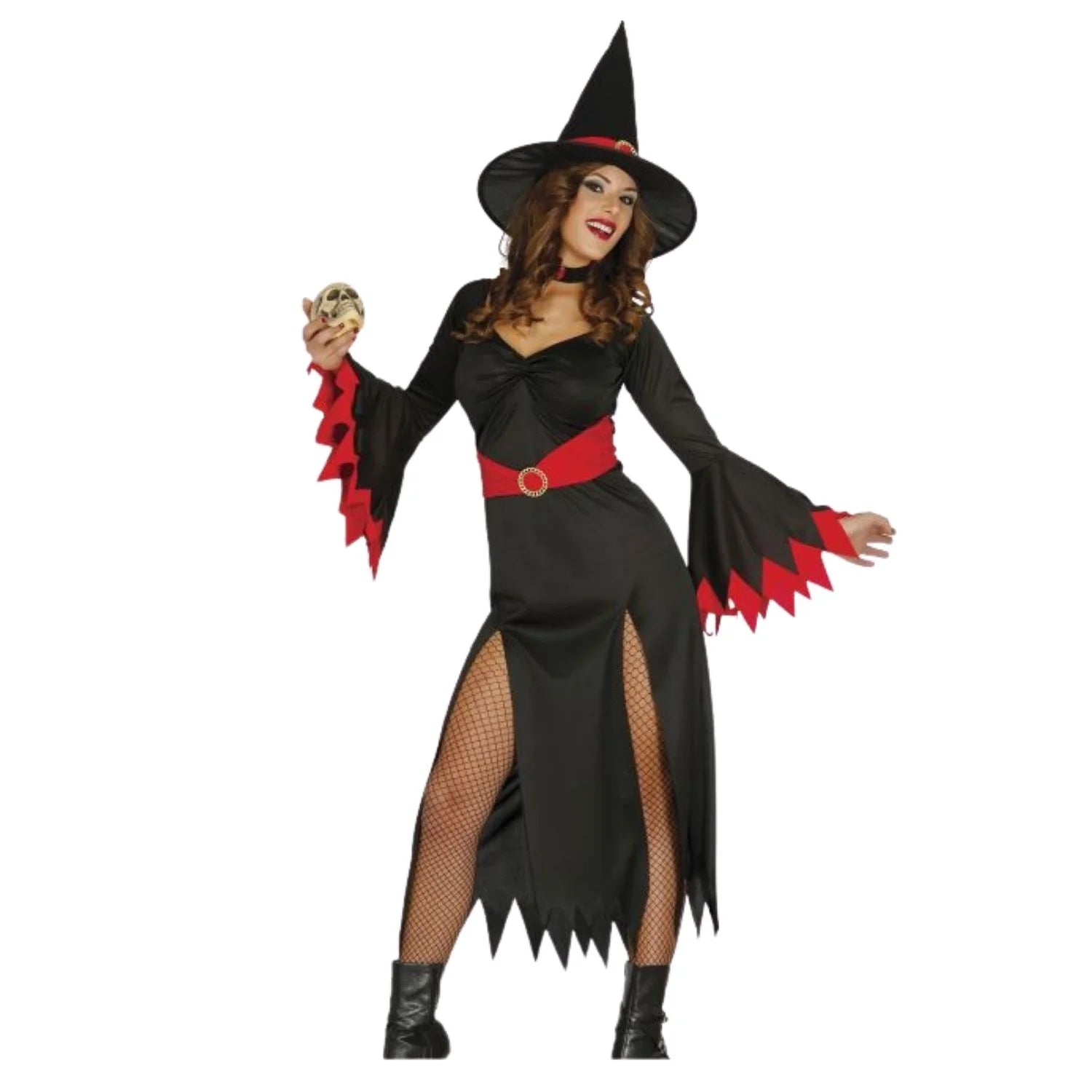 Disfraz de hechicera sexy con gorro y vestido para Halloween