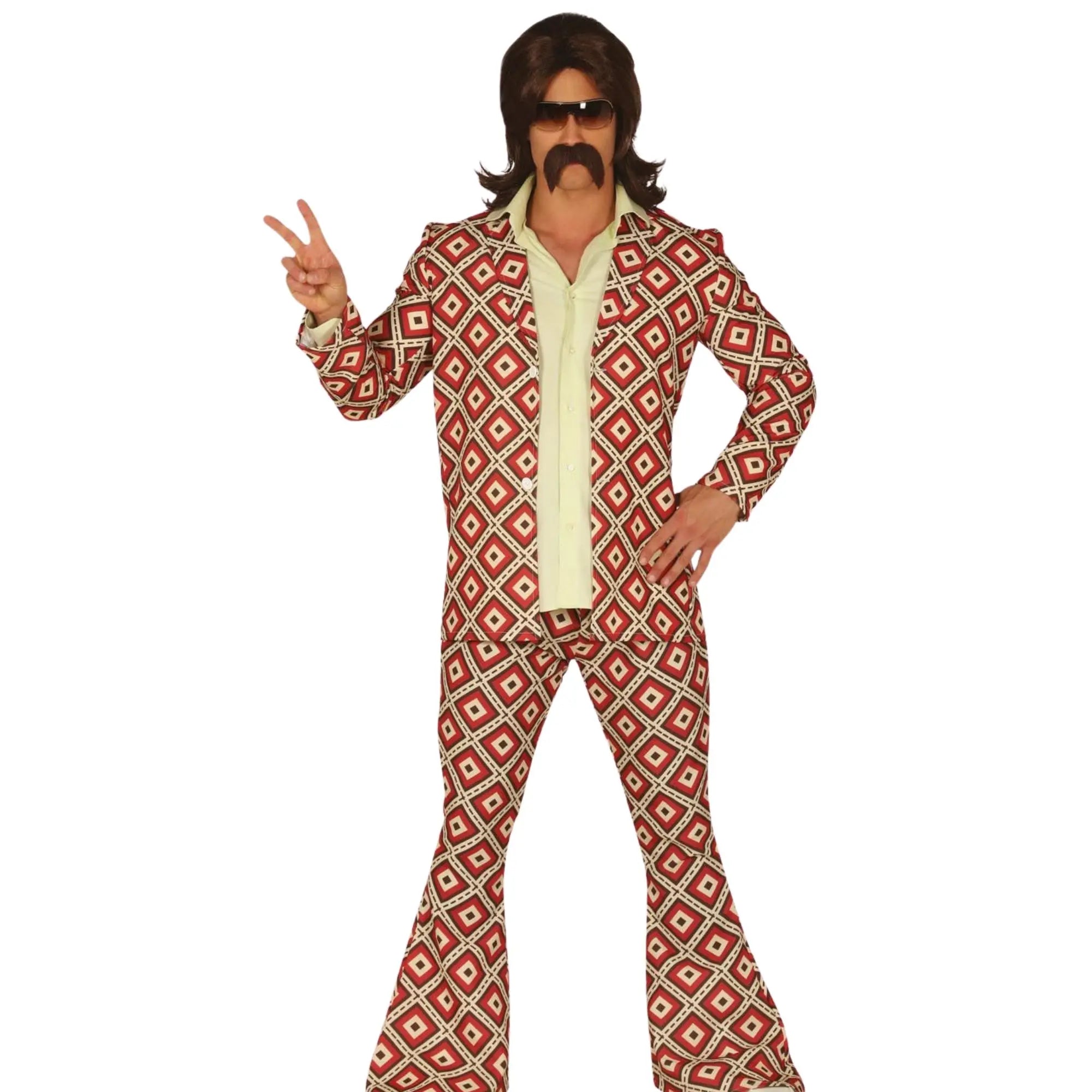 Disfraz de los años 70 para adulto con chaqueta y pantalón estilo retro disco ideal para Carnaval y fiestas temáticas