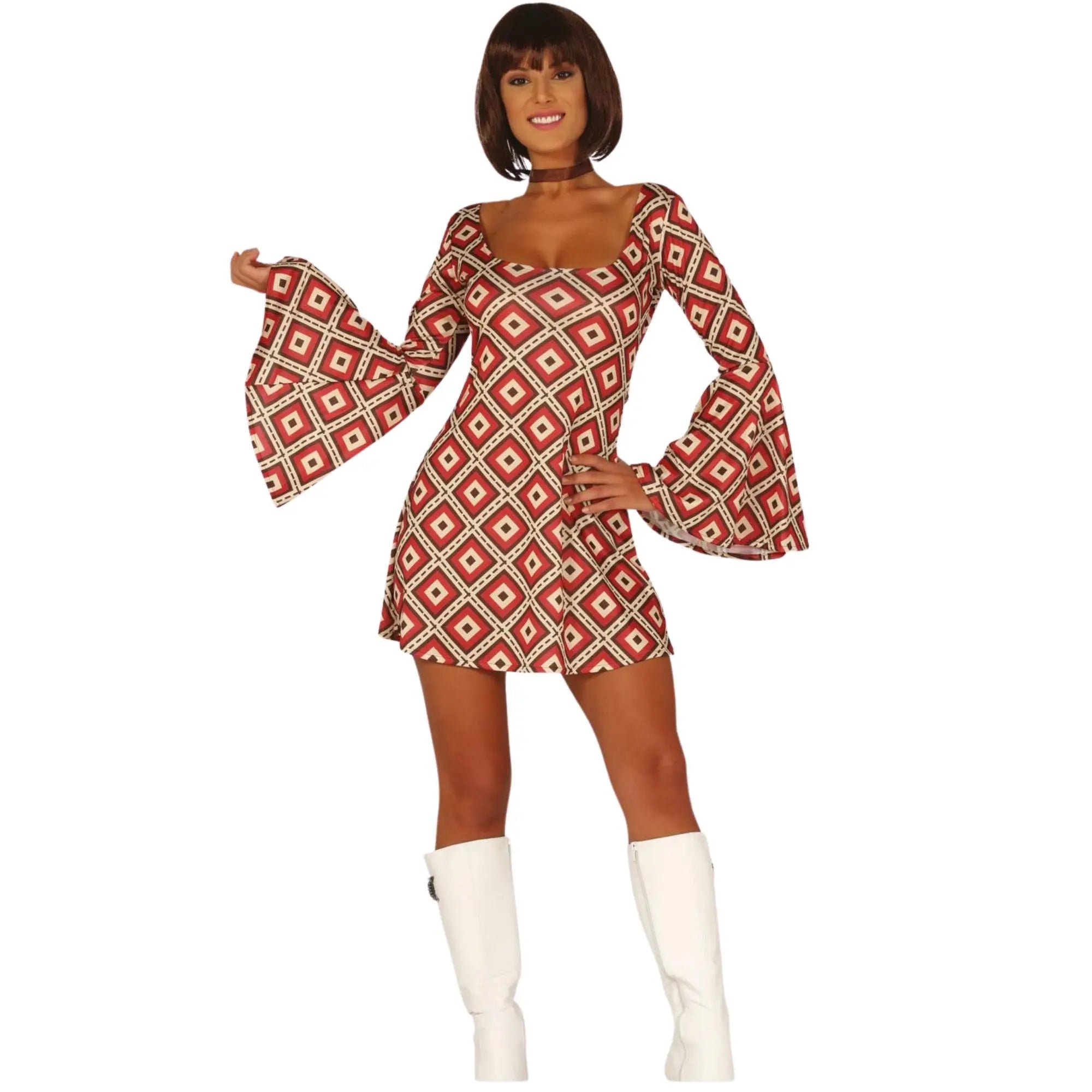 Disfraz disco años 70 para mujer con vestido brillante estilo retro ideal para Carnaval y fiestas temáticas