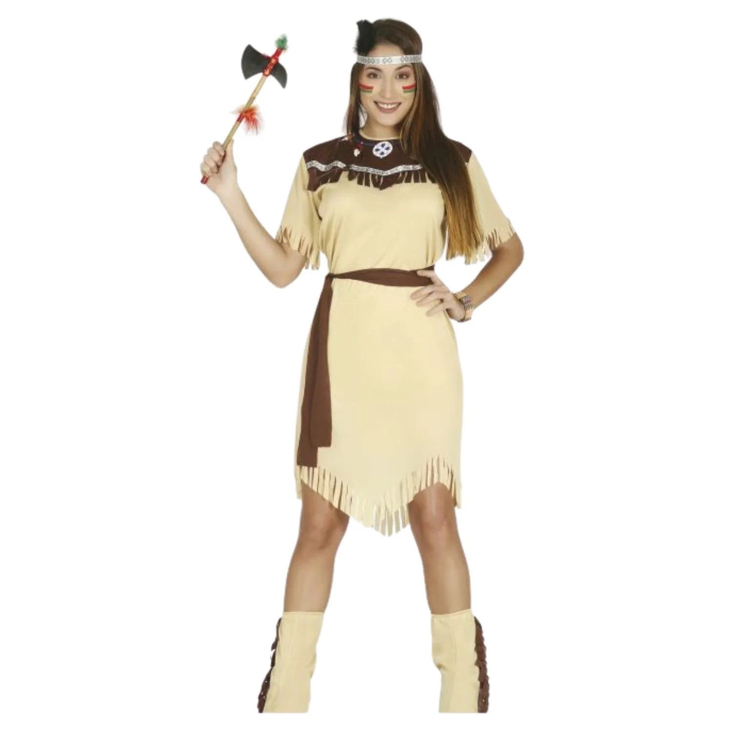 Disfraz india para mujer con vestido y cubrebotas