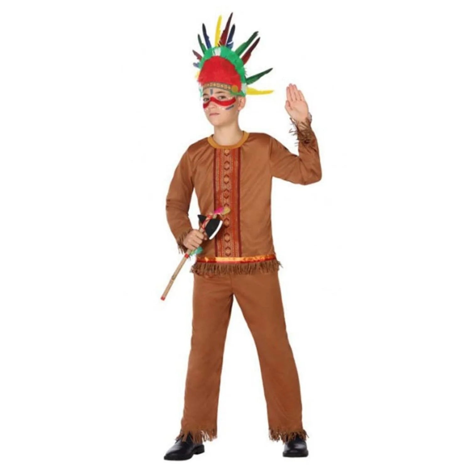 Disfraz indio marron niño con camiseta y pantalón